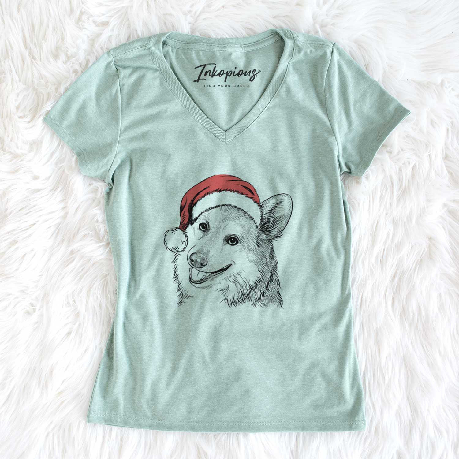 Santa Scout the Pembroke Welsh Corgi - Women's V-neck Shirt