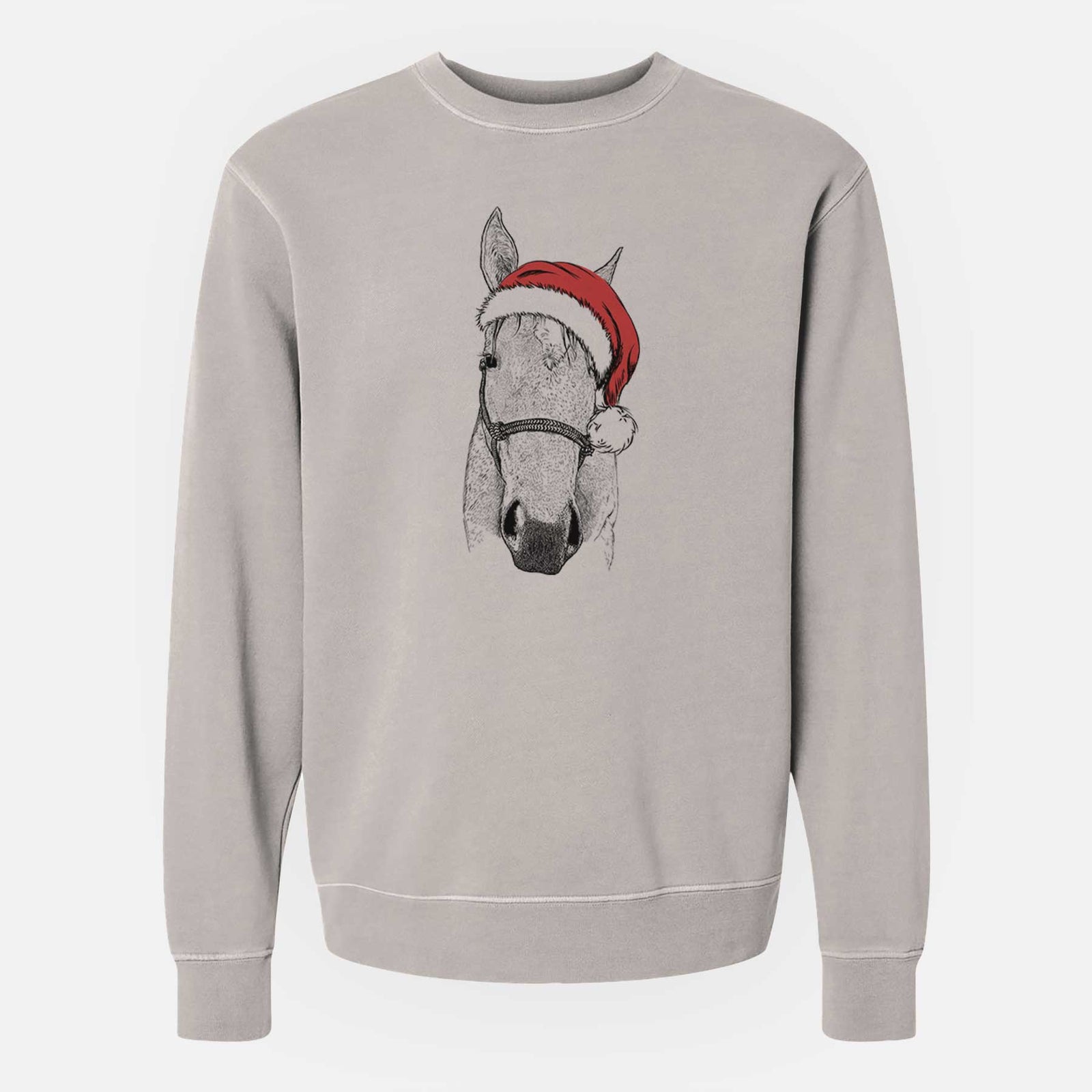 Santa SeaBee the Quarter Horse - Unisex Pigment Dyed Crew Sweatshirt