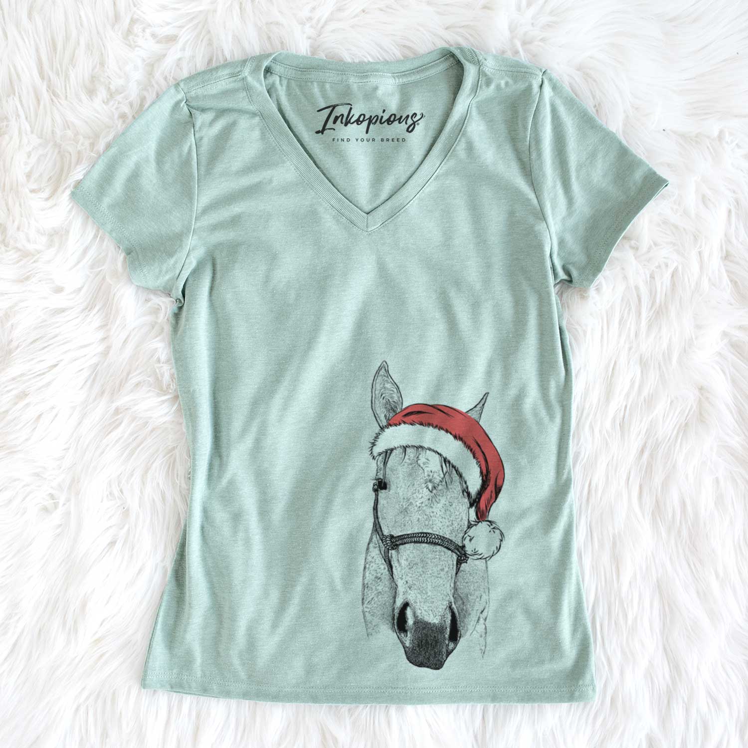 Santa SeaBee the Quarter Horse - Women's V-neck Shirt