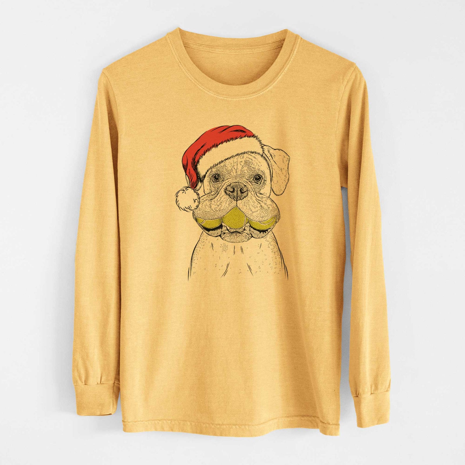 Santa Seamus the Boxer - Heavyweight 100% Cotton Long Sleeve