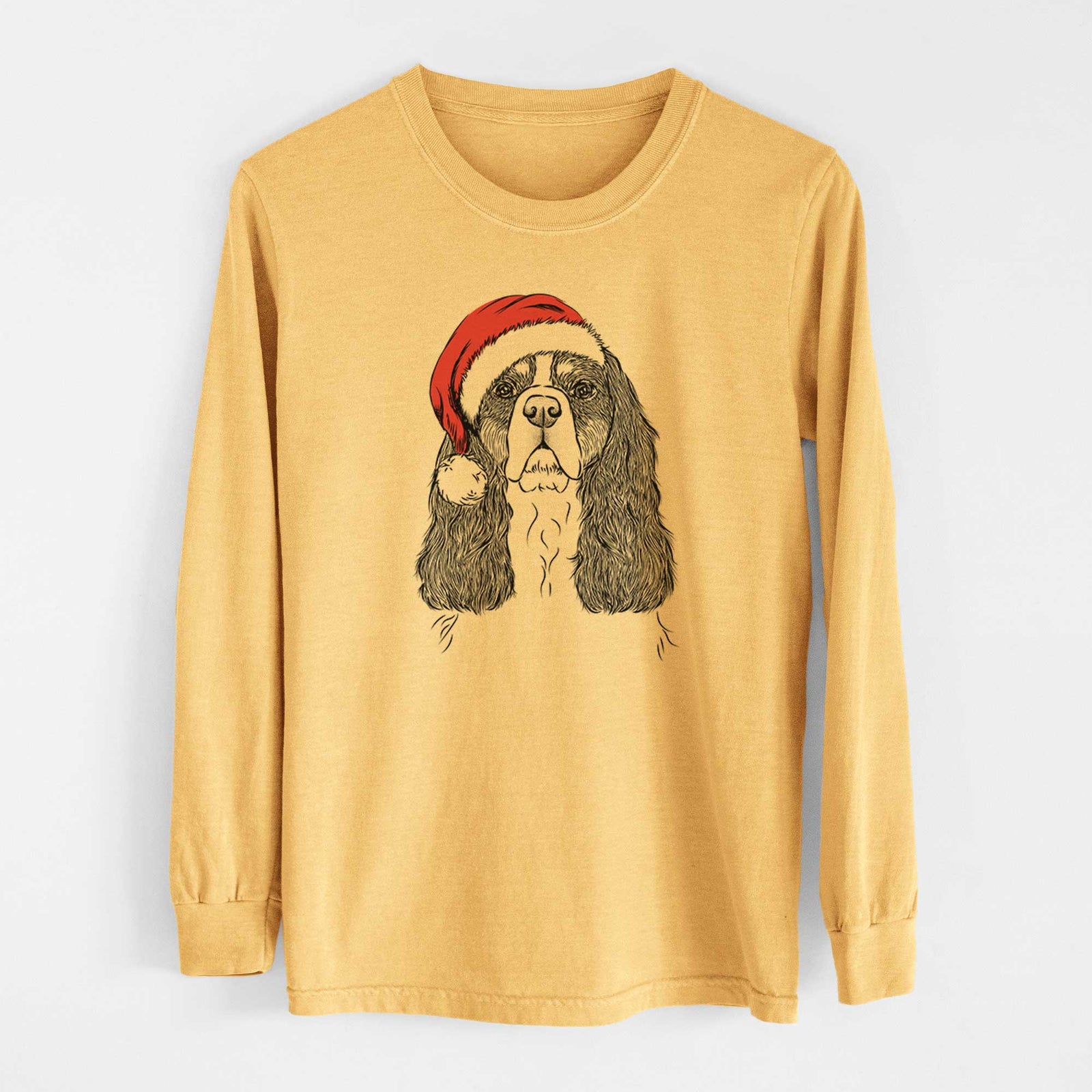 Santa Sebastian the Cavalier King Charles Spaniel - Heavyweight 100% Cotton Long Sleeve
