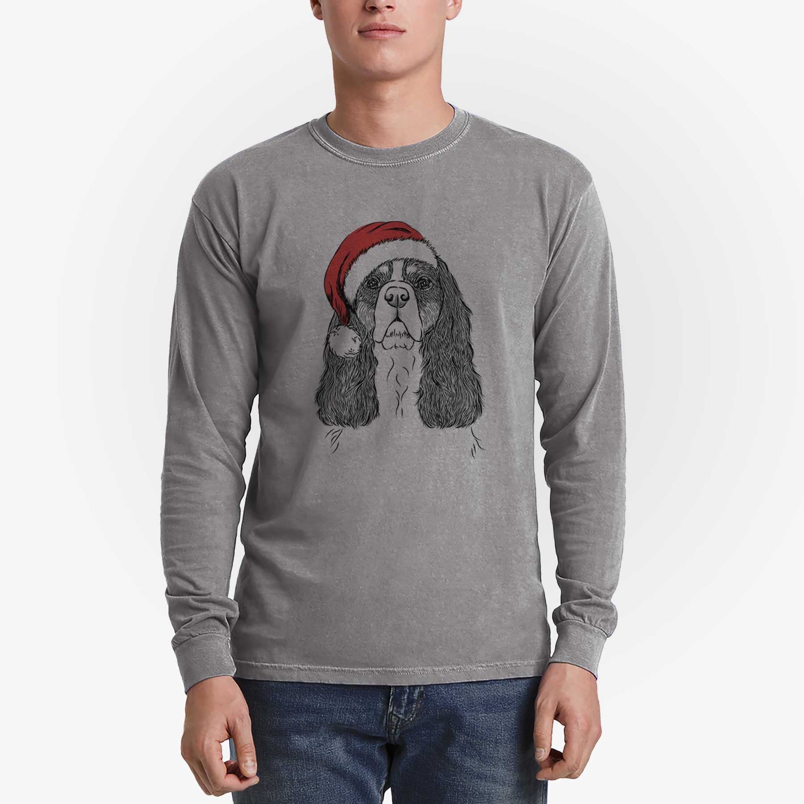Santa Sebastian the Cavalier King Charles Spaniel - Heavyweight 100% Cotton Long Sleeve