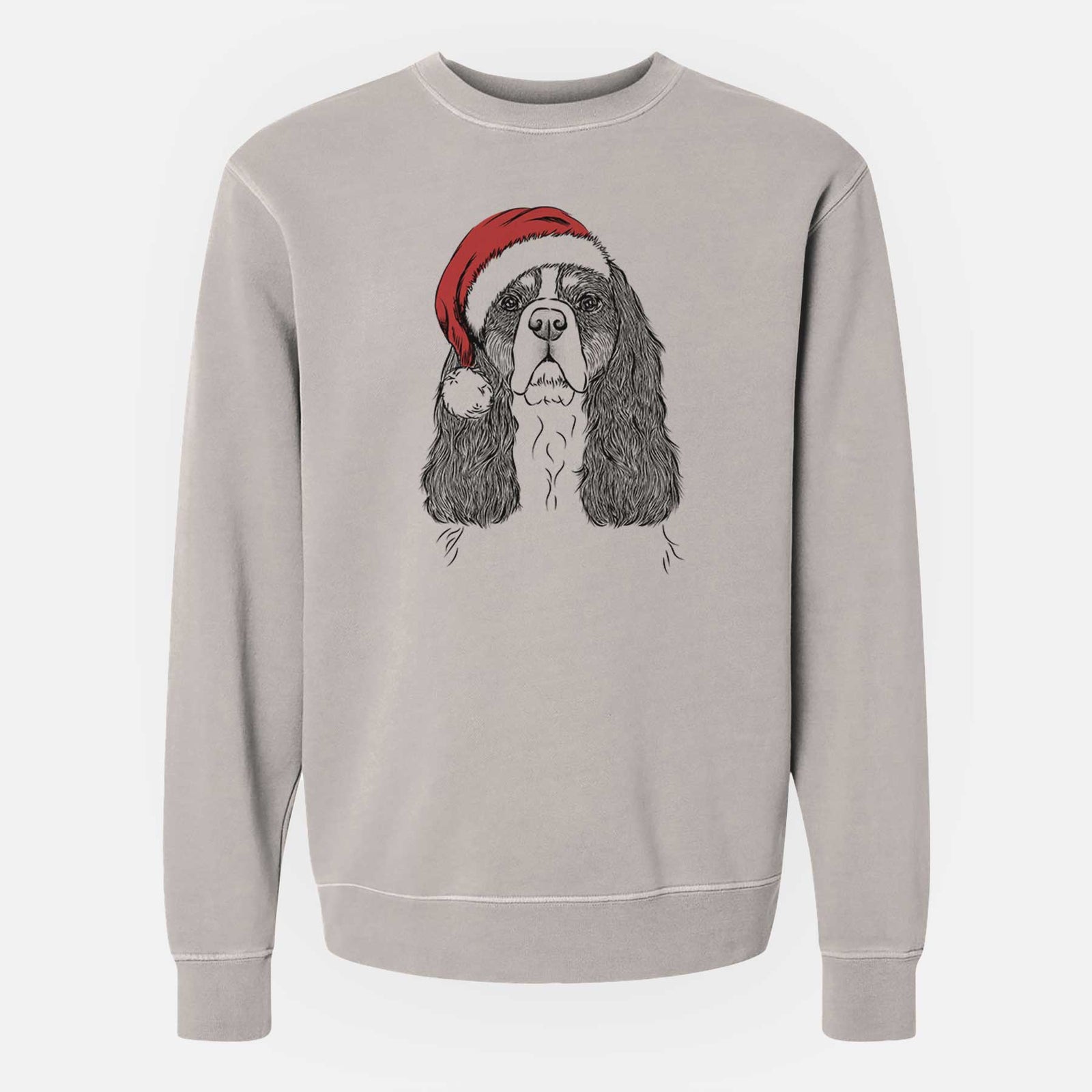 Santa Sebastian the Cavalier King Charles Spaniel - Unisex Pigment Dyed Crew Sweatshirt