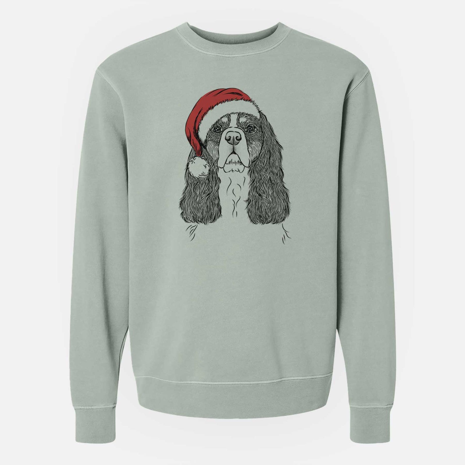 Santa Sebastian the Cavalier King Charles Spaniel - Unisex Pigment Dyed Crew Sweatshirt