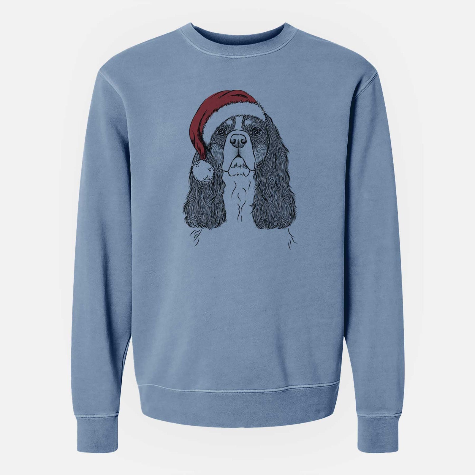 Santa Sebastian the Cavalier King Charles Spaniel - Unisex Pigment Dyed Crew Sweatshirt