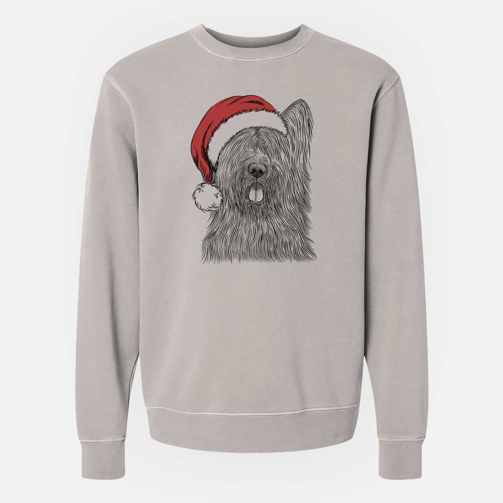 Santa Shay the Briard - Unisex Pigment Dyed Crew Sweatshirt