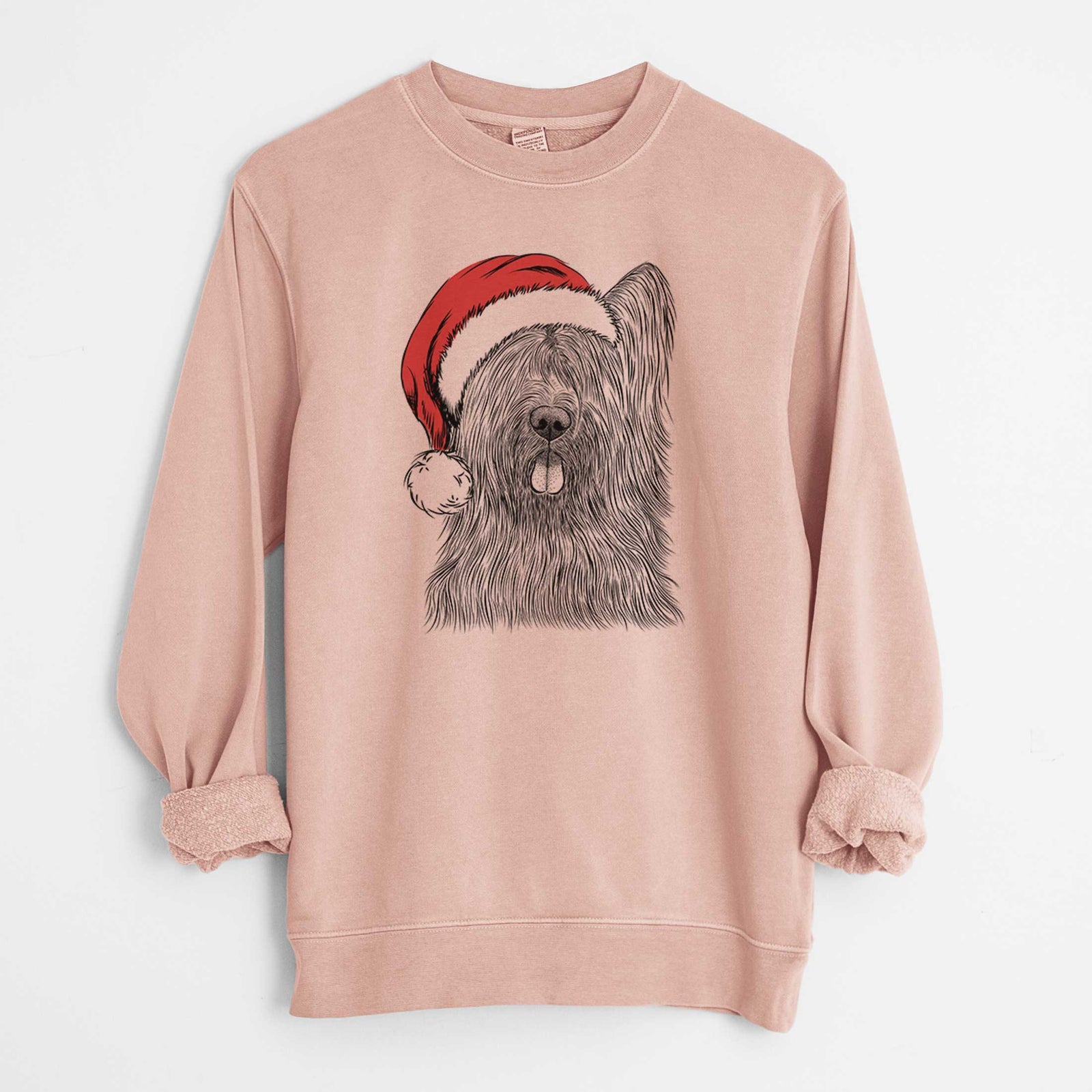 Santa Shay the Briard - Unisex Pigment Dyed Crew Sweatshirt