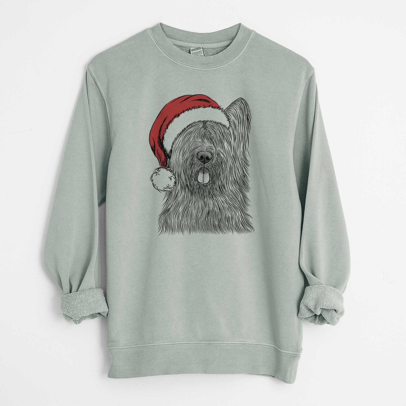 Santa Shay the Briard - Unisex Pigment Dyed Crew Sweatshirt