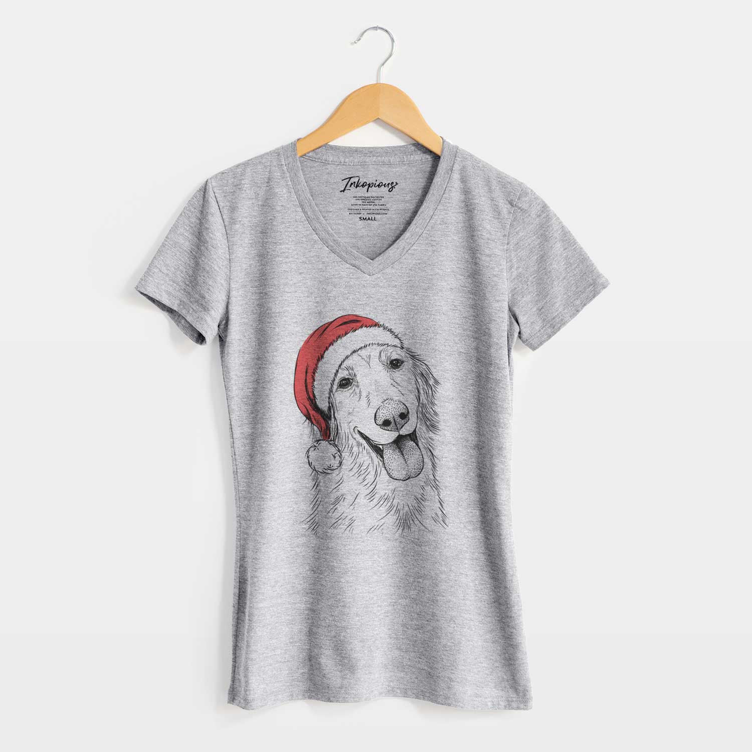 Santa Shelby the Golden Retriever - Women's V-neck Shirt