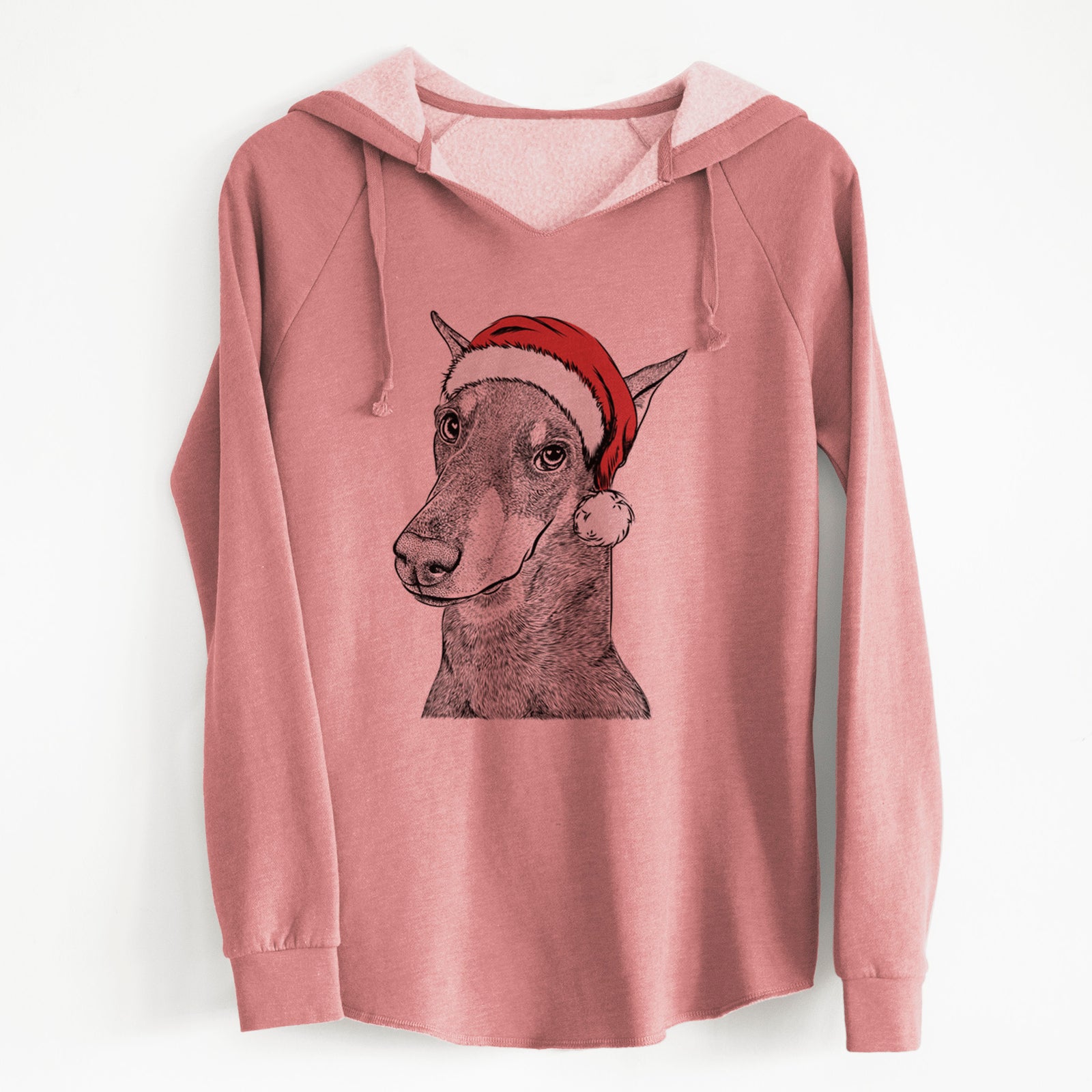 Santa Shelby the Doberman Pinscher - Cali Wave Hooded Sweatshirt
