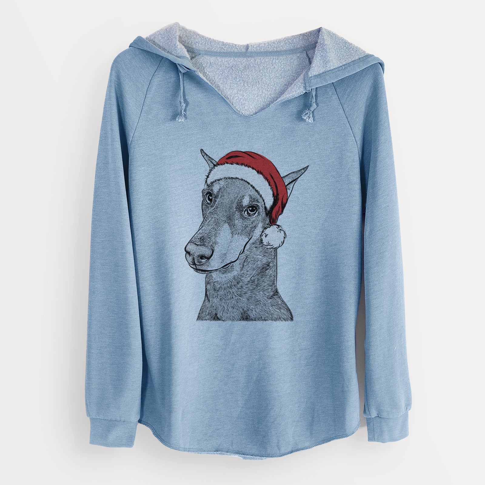 Santa Shelby the Doberman Pinscher - Cali Wave Hooded Sweatshirt
