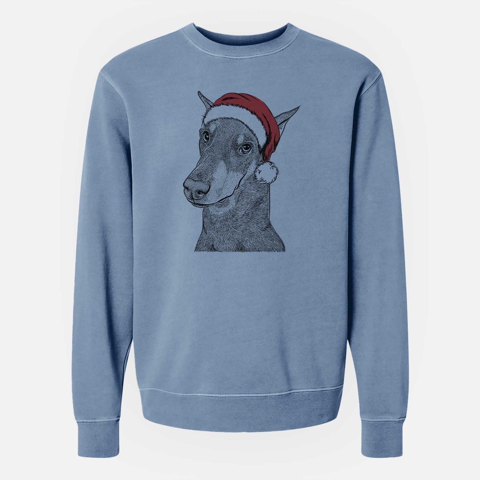 Santa Shelby the Doberman Pinscher - Unisex Pigment Dyed Crew Sweatshirt
