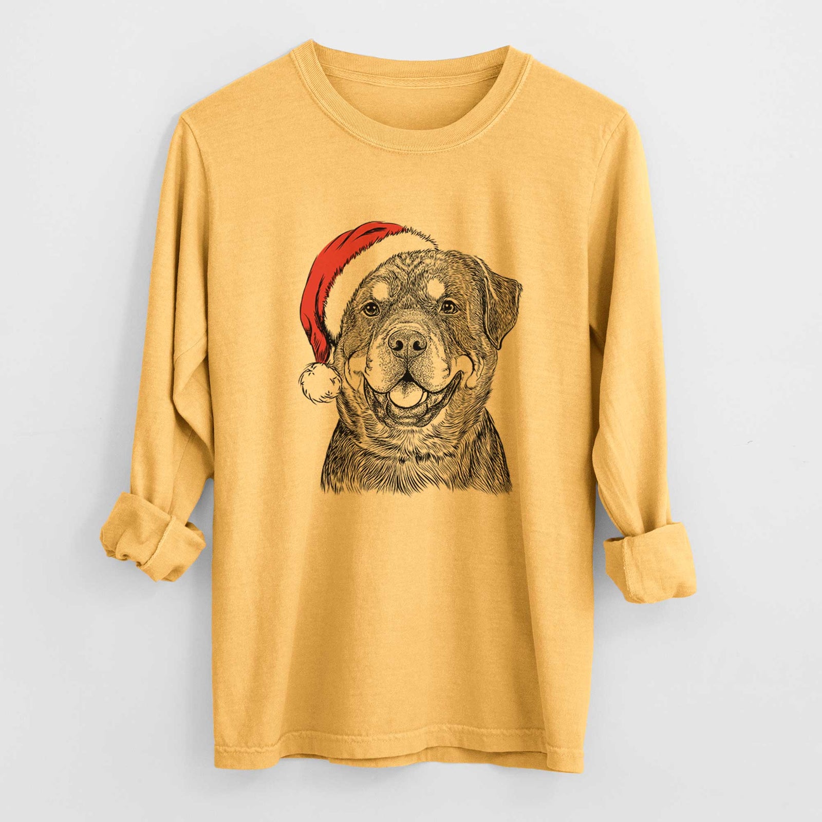 Santa Sig the Rottweiler - Heavyweight 100% Cotton Long Sleeve
