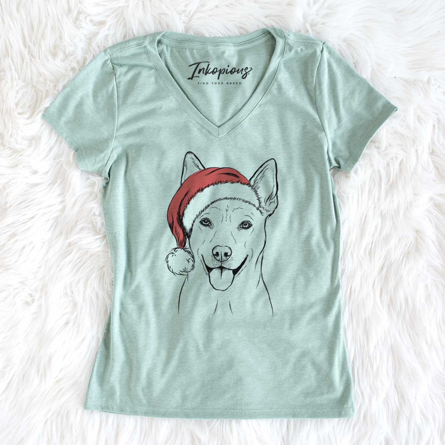 Santa Silly Lilly the Mixed Breed - Women's V-neck Shirt
