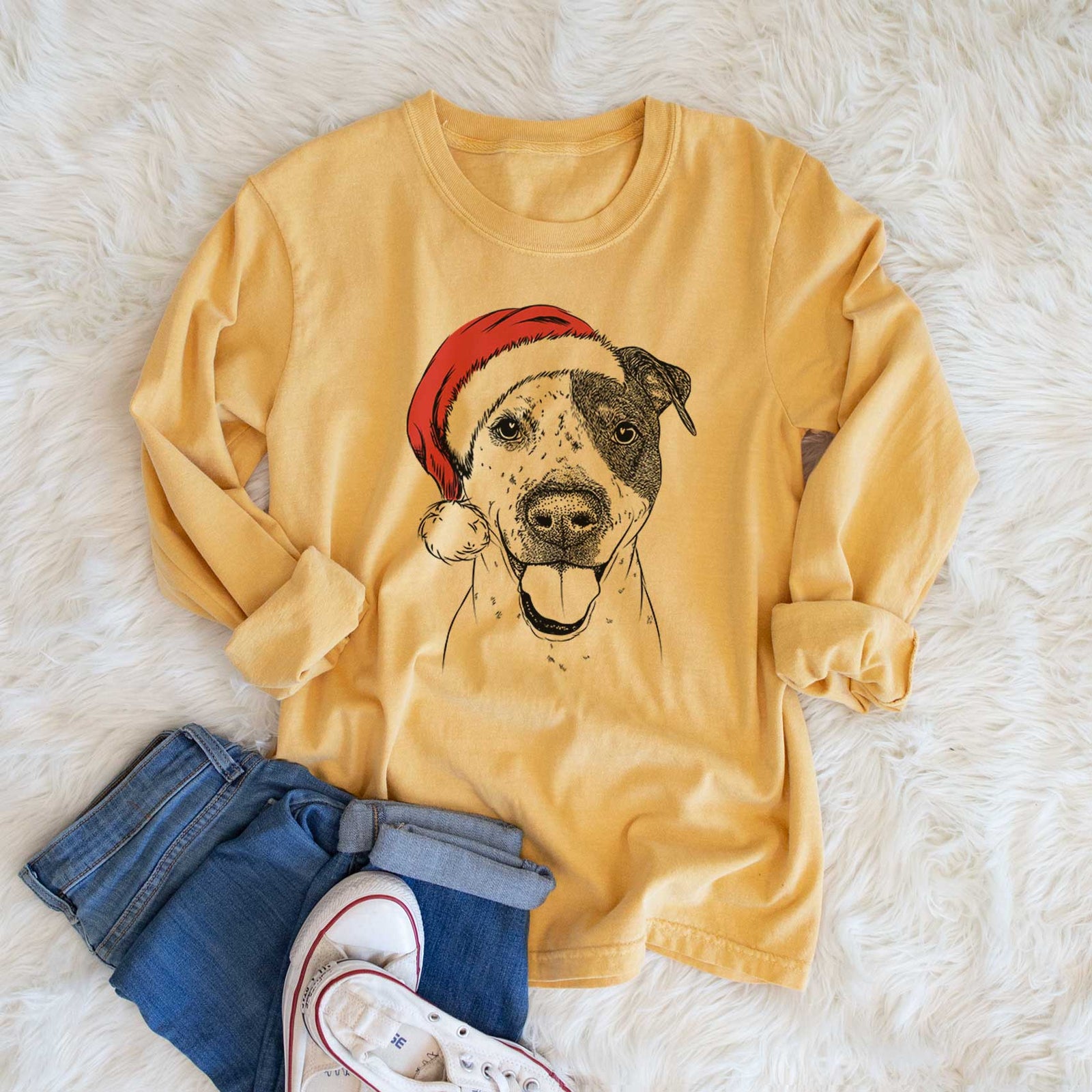 Santa Simon the Mixed Breed - Heavyweight 100% Cotton Long Sleeve