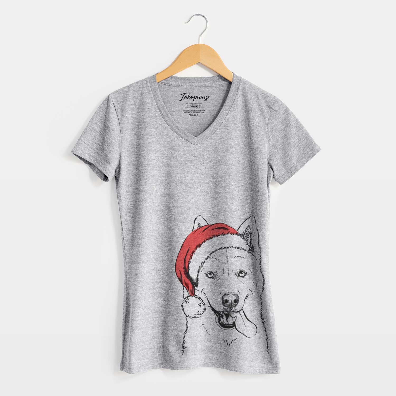 Santa Sinatra the Siberian Husky - Women's V-neck Shirt