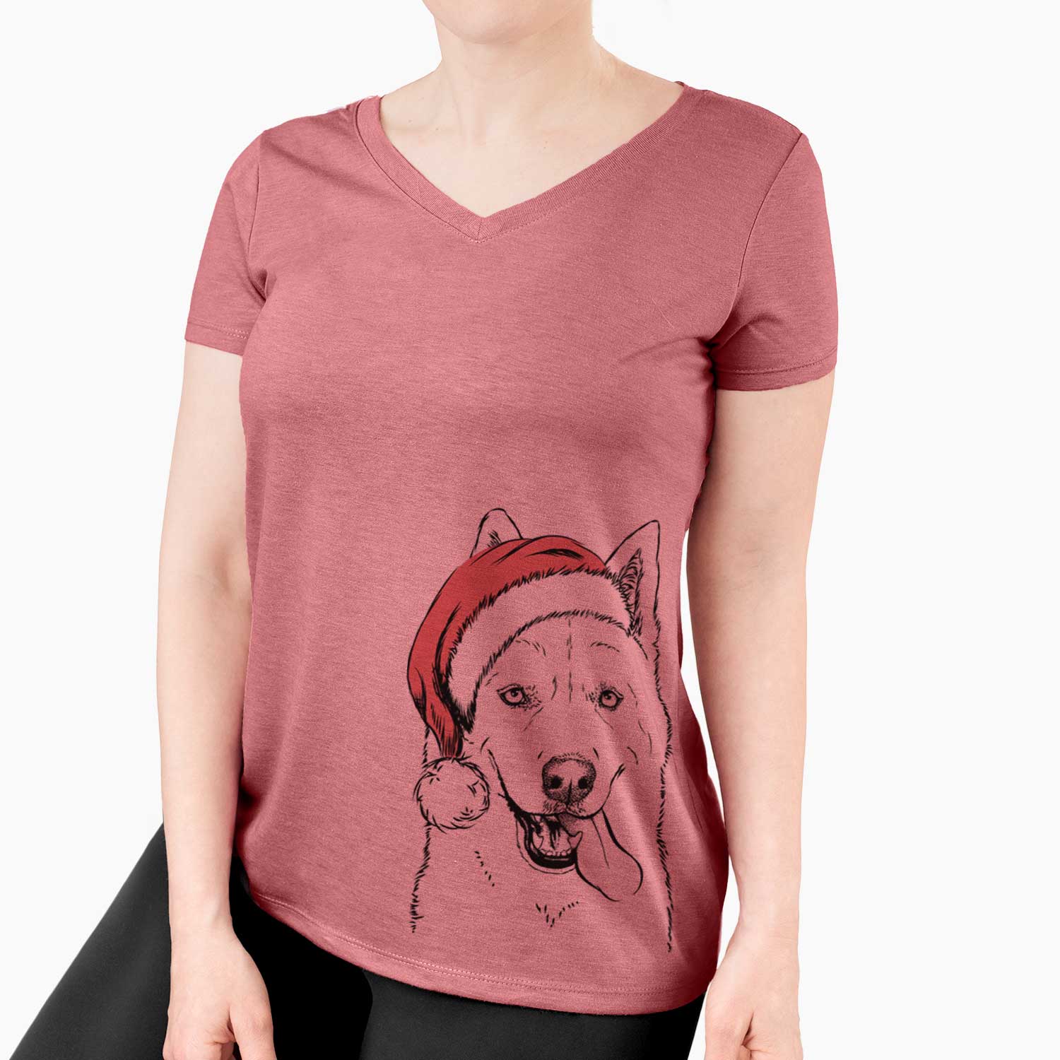 Santa Sinatra the Siberian Husky - Women's V-neck Shirt