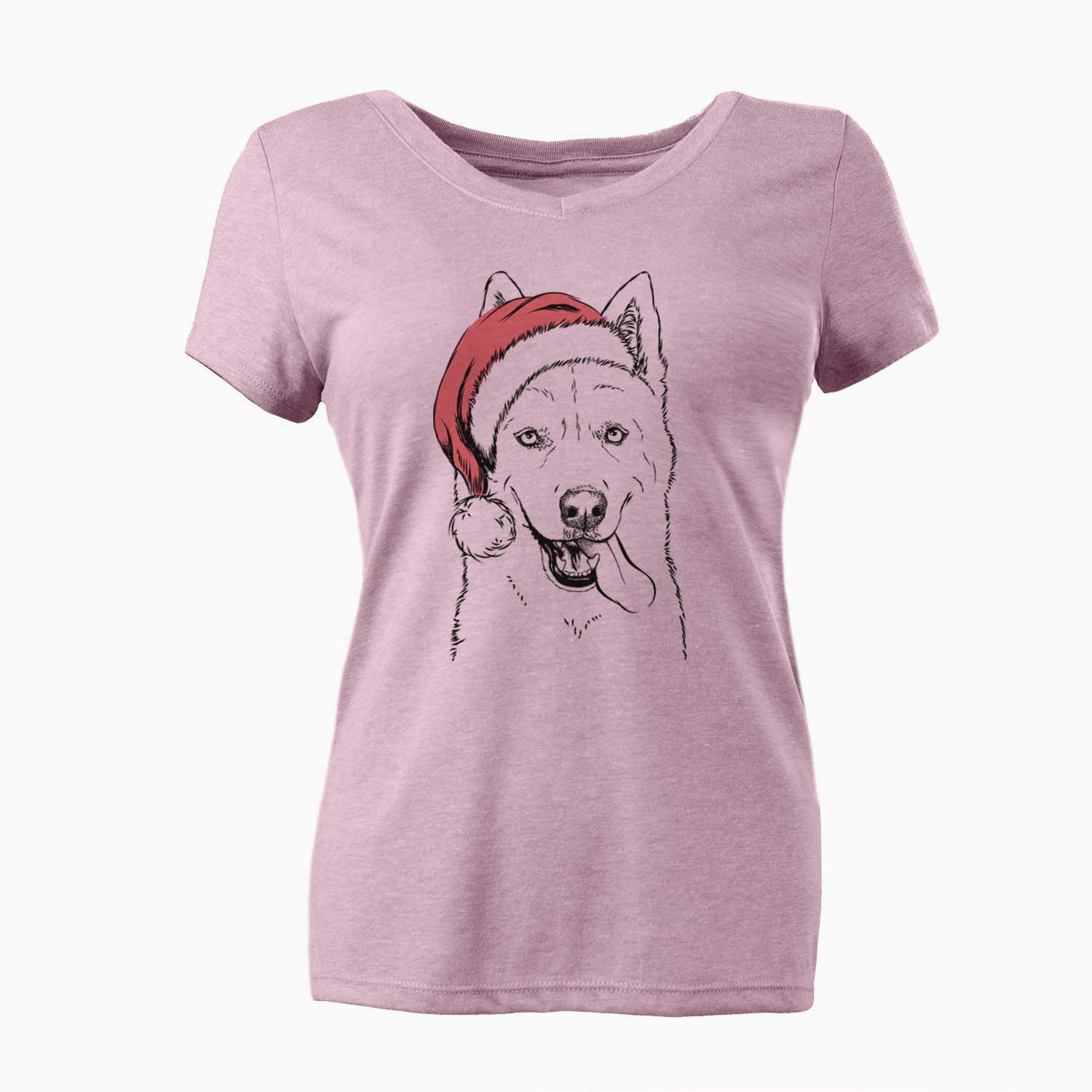 Santa Sinatra the Siberian Husky - Women's V-neck Shirt