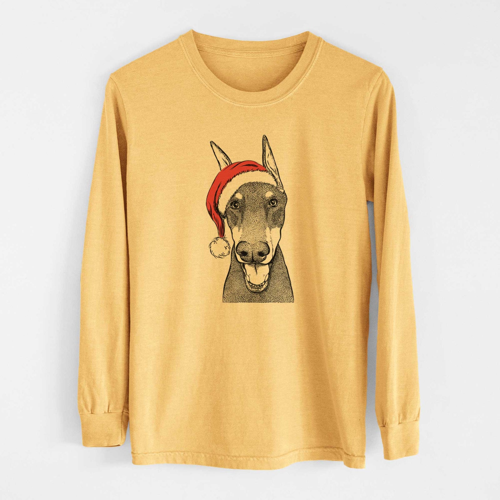 Santa Sir Duke the Doberman Pinscher - Heavyweight 100% Cotton Long Sleeve