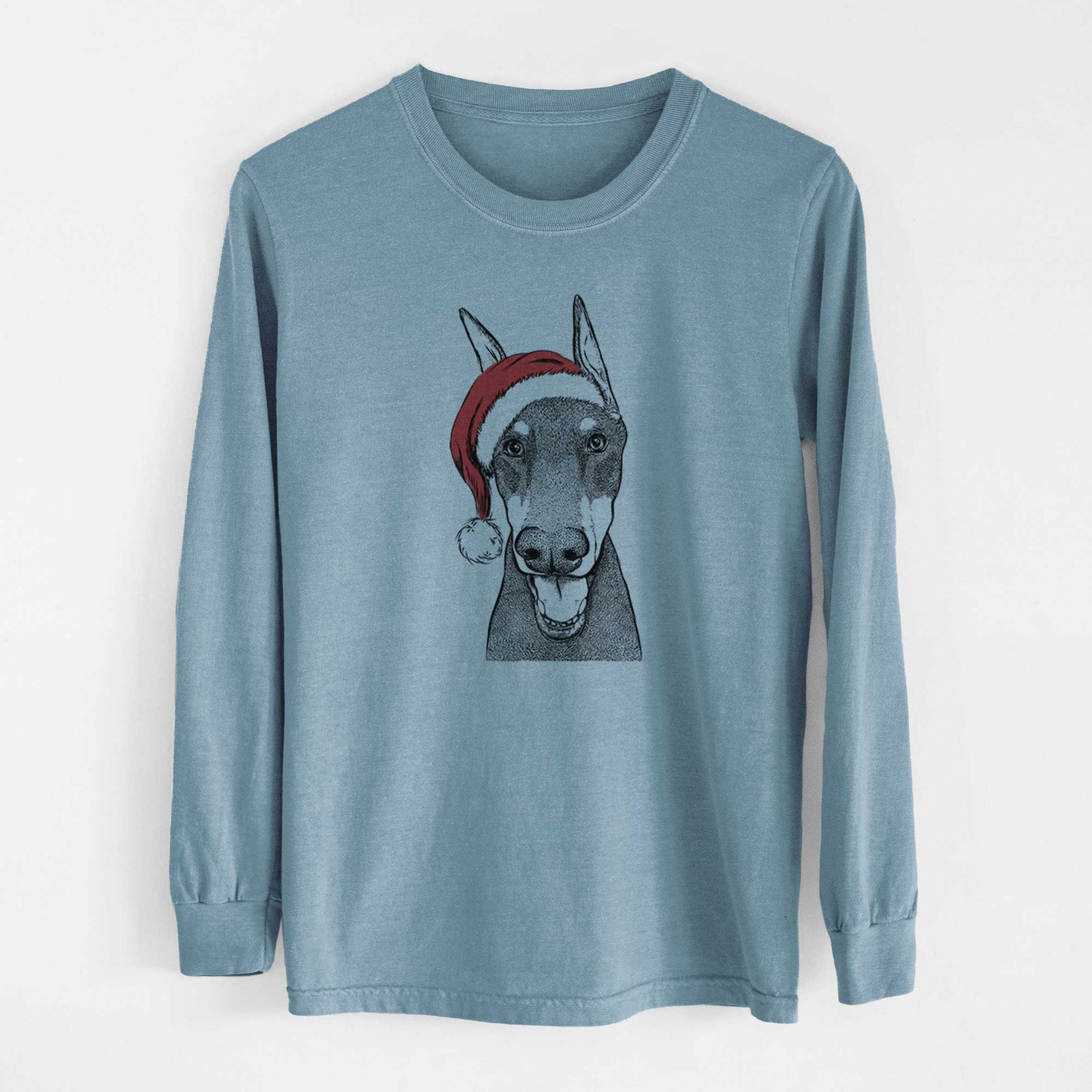 Santa Sir Duke the Doberman Pinscher - Heavyweight 100% Cotton Long Sleeve