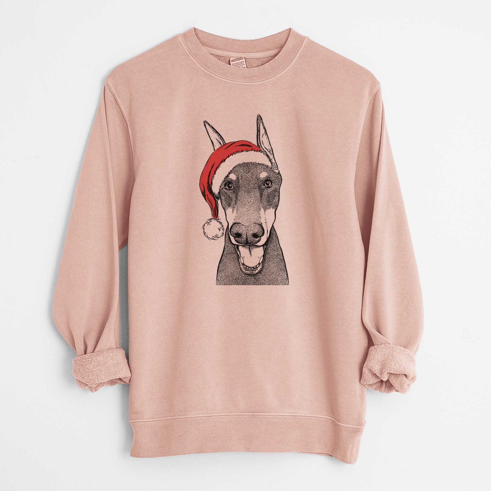 Santa Sir Duke the Doberman Pinscher - Unisex Pigment Dyed Crew Sweatshirt