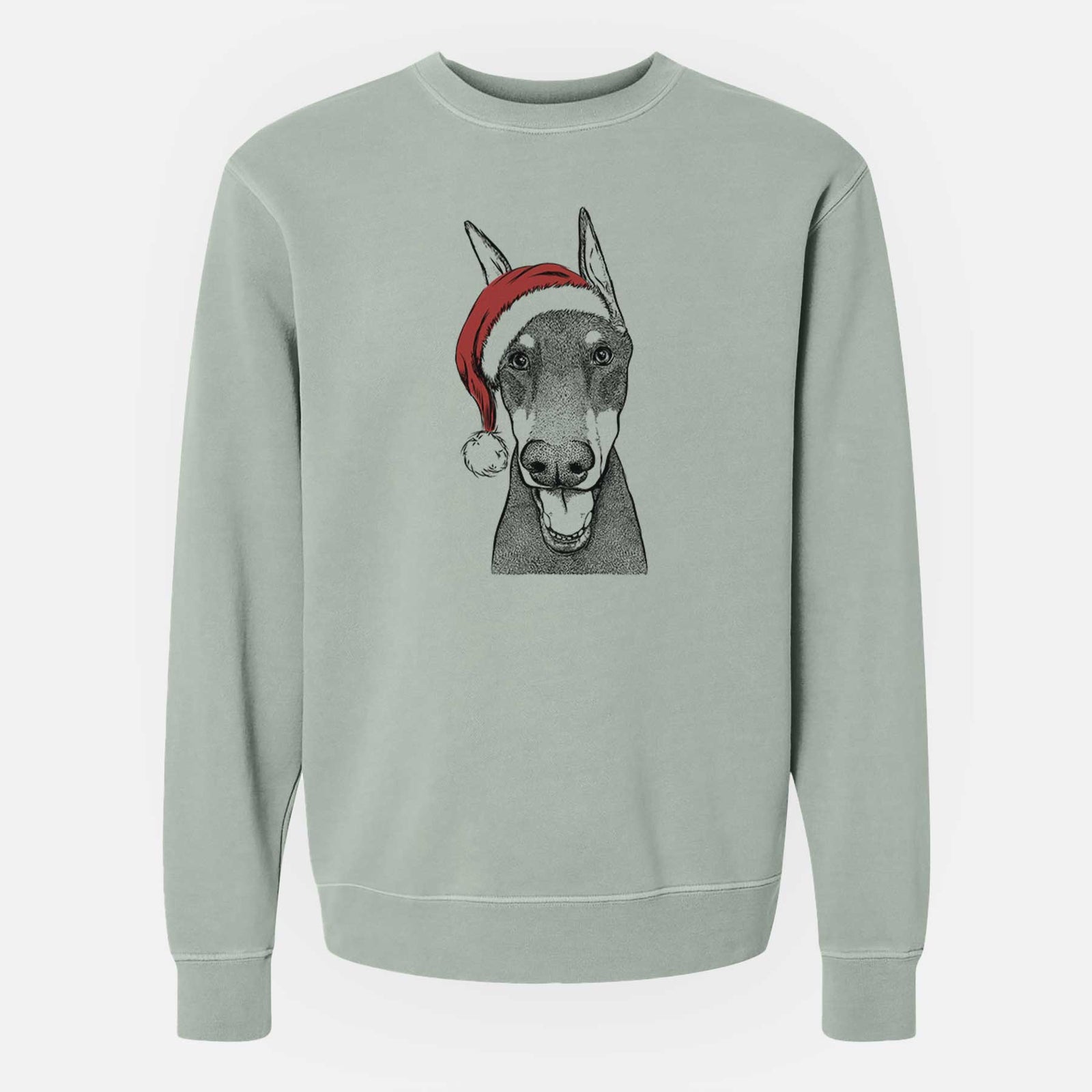 Santa Sir Duke the Doberman Pinscher - Unisex Pigment Dyed Crew Sweatshirt
