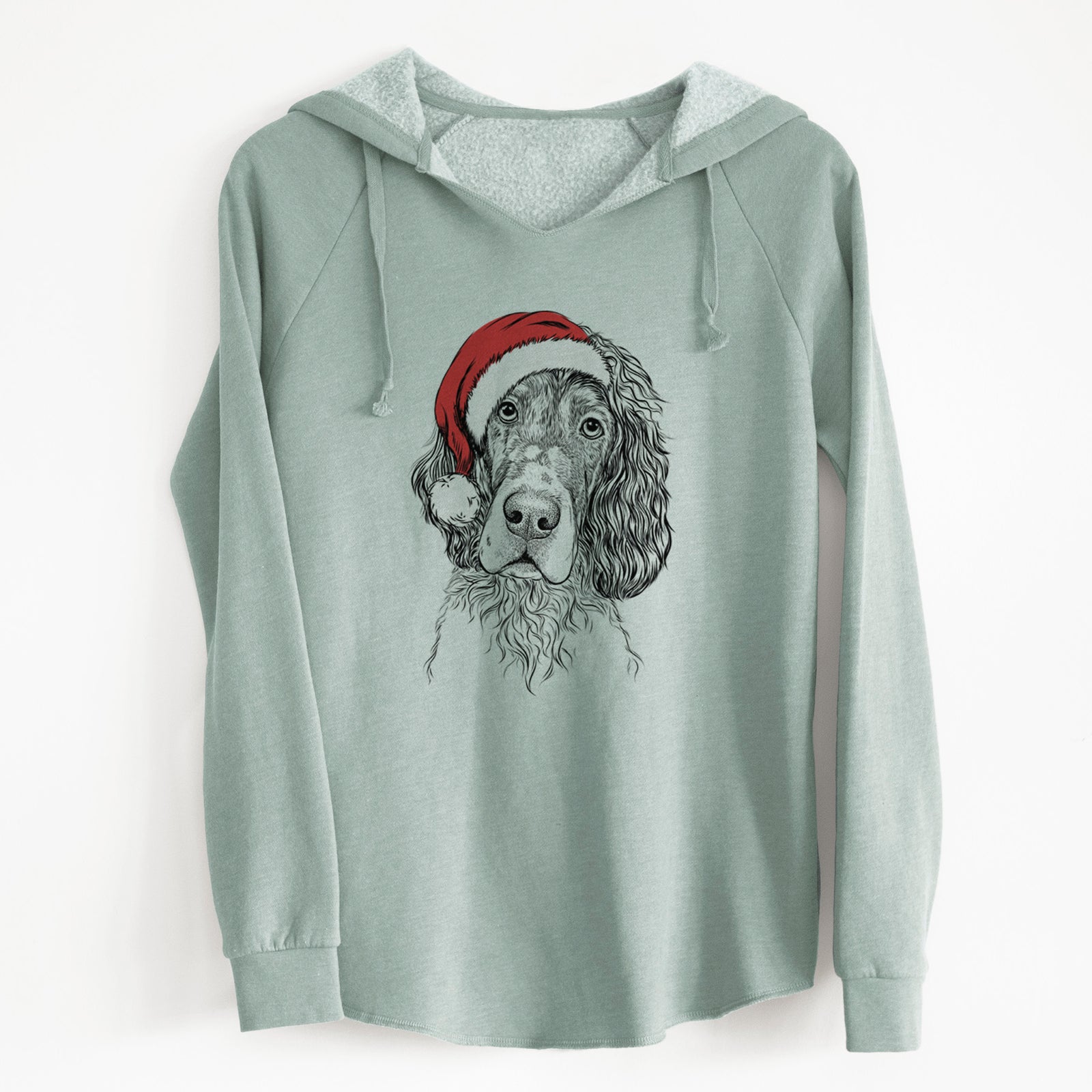 Santa Sir Rexford the Blue Belton English Setter - Cali Wave Hooded Sweatshirt