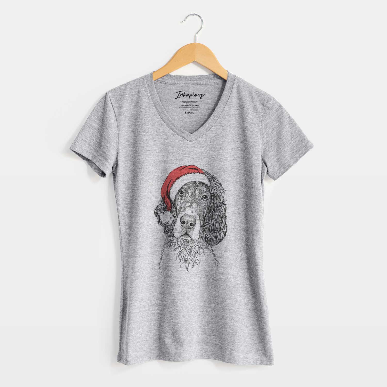 Santa Sir Rexford the Blue Belton English Setter - Women's V-neck Shirt