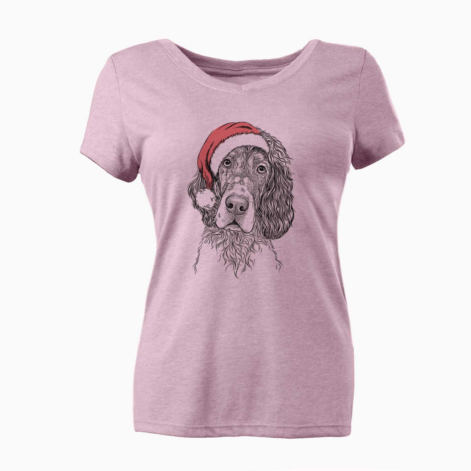 Santa Sir Rexford the Blue Belton English Setter - Women's V-neck Shirt
