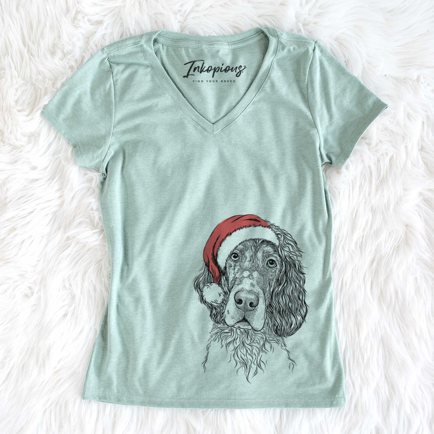 Santa Sir Rexford the Blue Belton English Setter - Women's V-neck Shirt