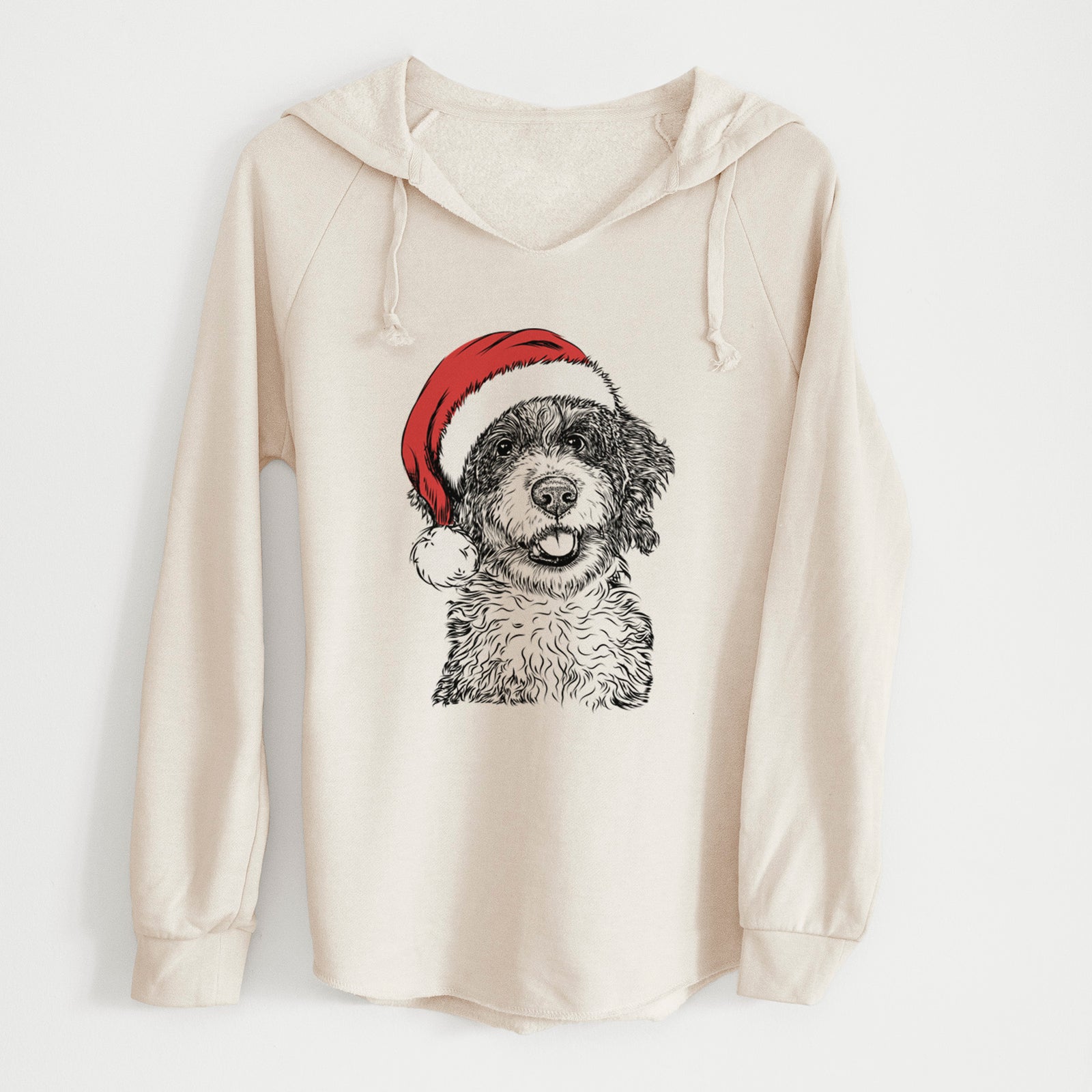 Santa Smoky the Bernedoodle Puppy - Cali Wave Hooded Sweatshirt