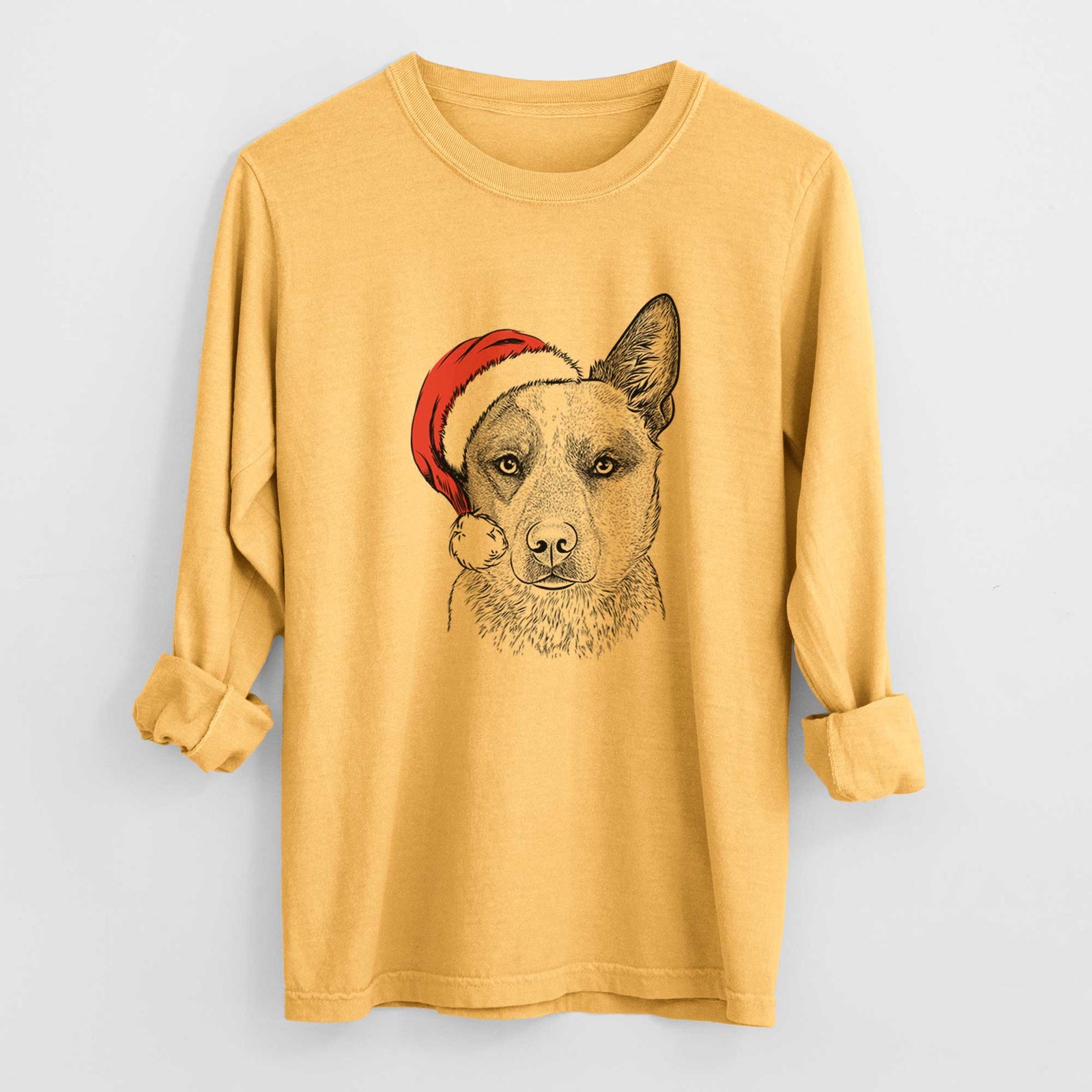 Santa Snap the Australian Cattle Dog - Heavyweight 100% Cotton Long Sleeve