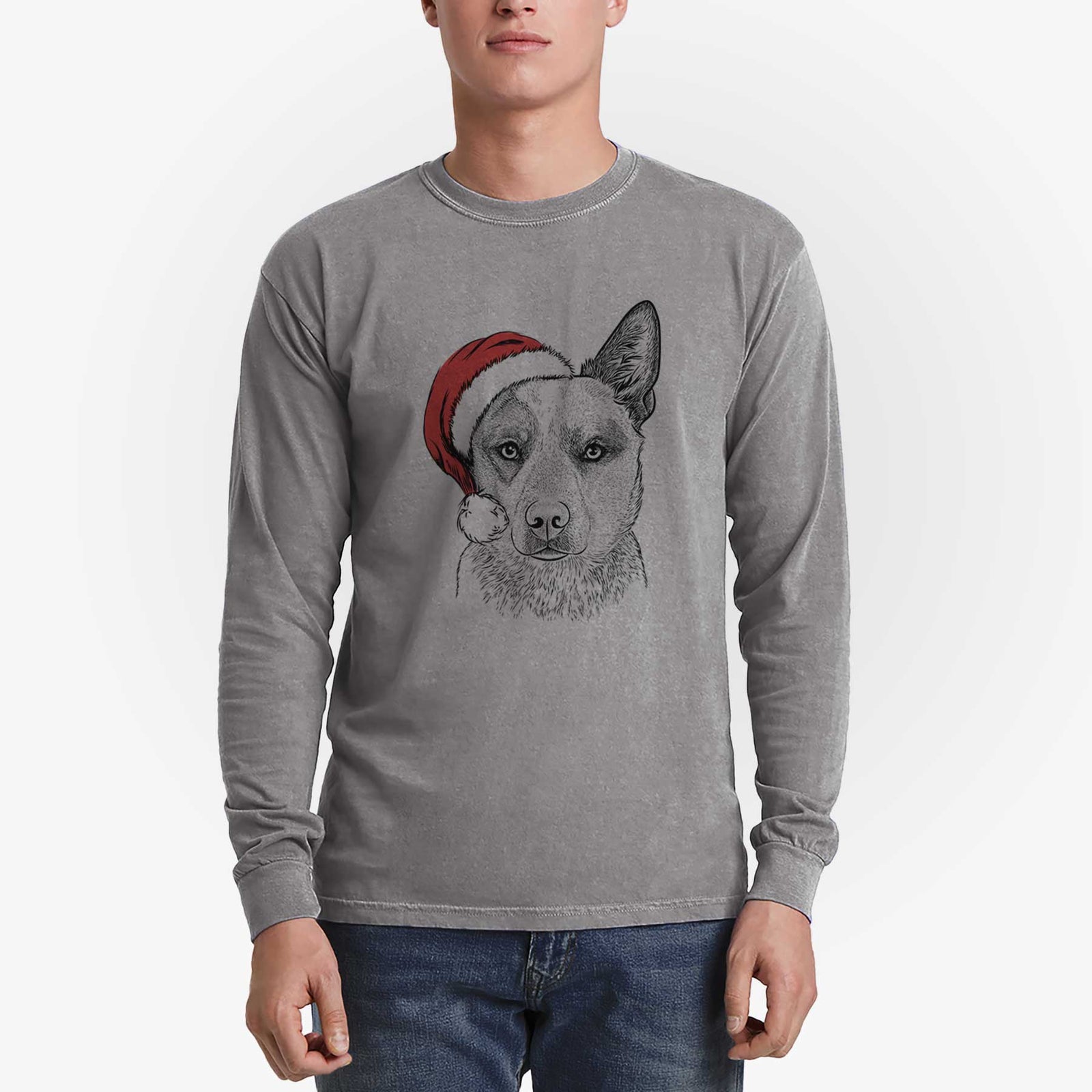 Santa Snap the Australian Cattle Dog - Heavyweight 100% Cotton Long Sleeve