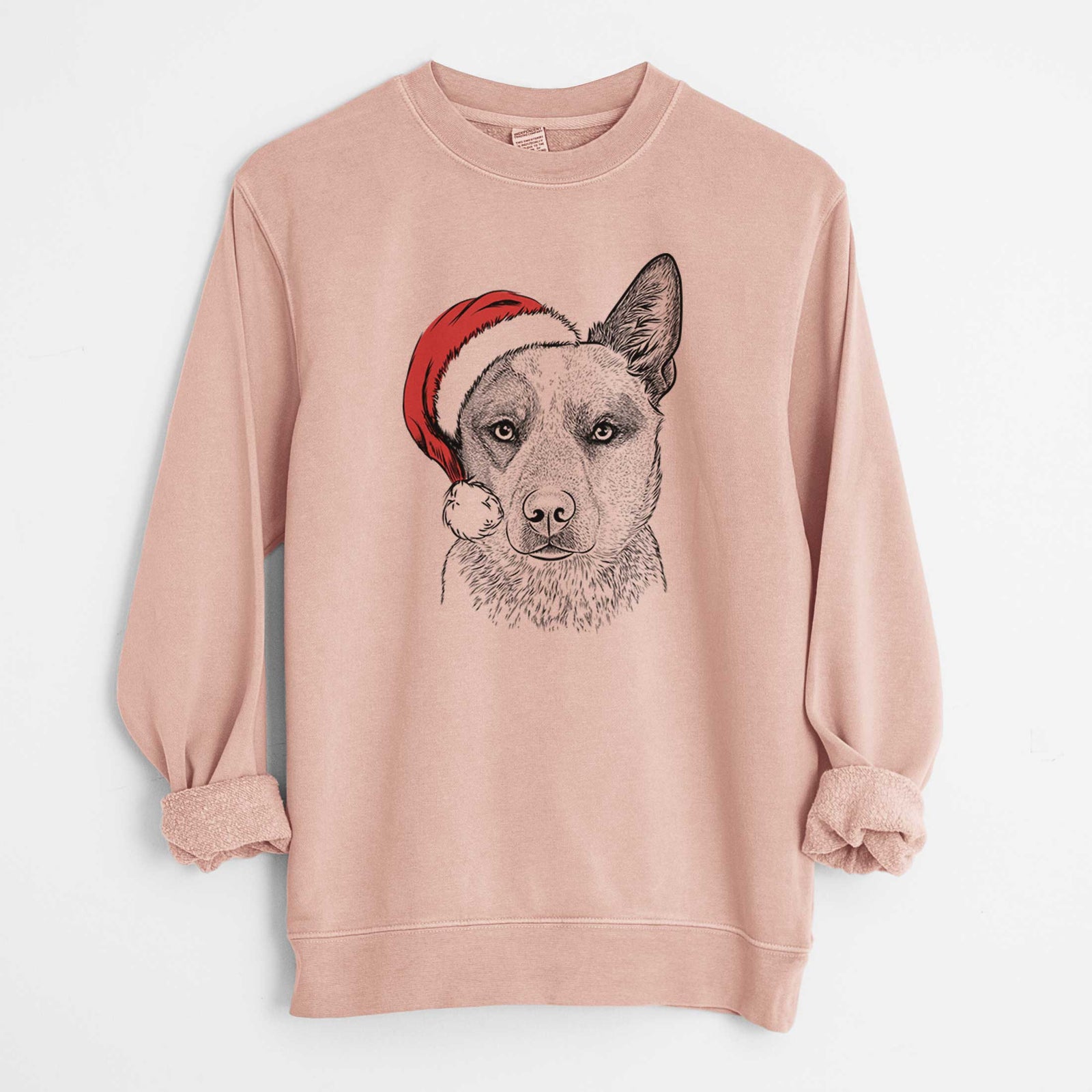 Santa Snap the Australian Cattle Dog - Unisex Pigment Dyed Crew Sweatshirt