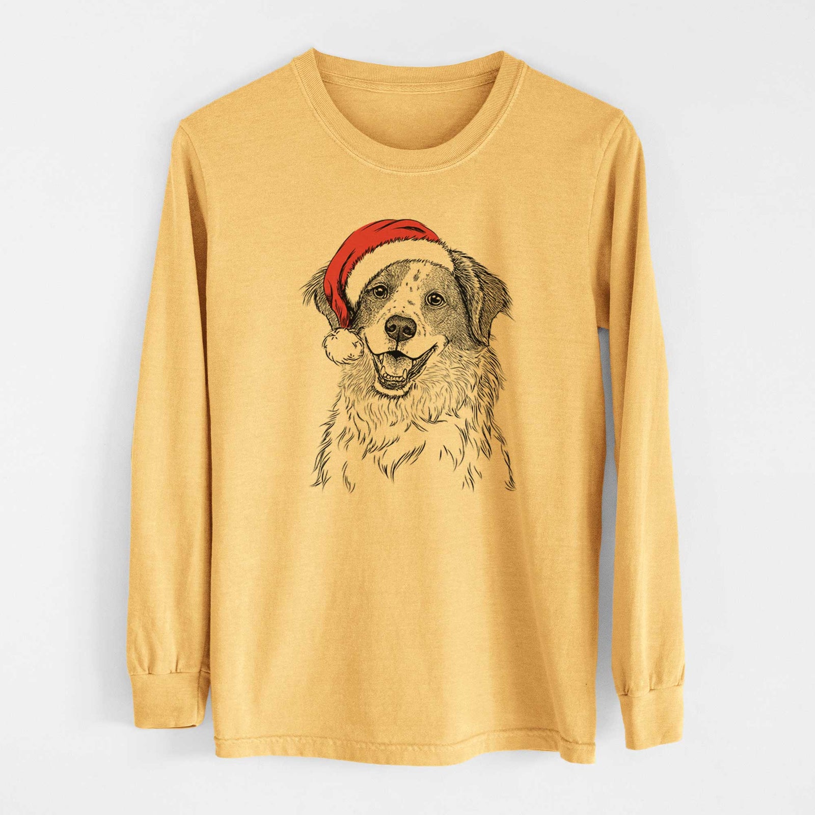 Santa Sophie the Brittany Beagle Mix - Heavyweight 100% Cotton Long Sleeve