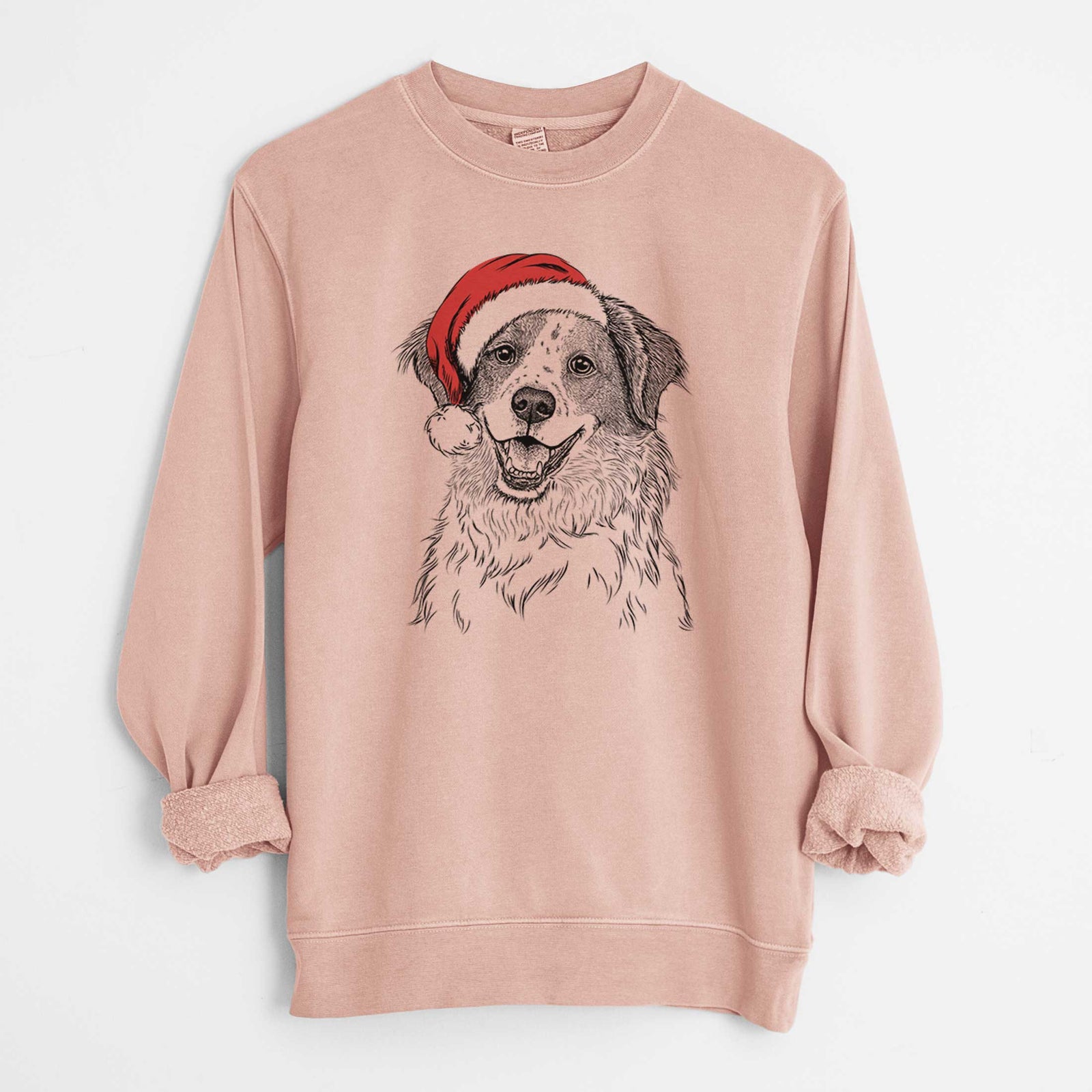 Santa Sophie the Brittany Beagle Mix - Unisex Pigment Dyed Crew Sweatshirt