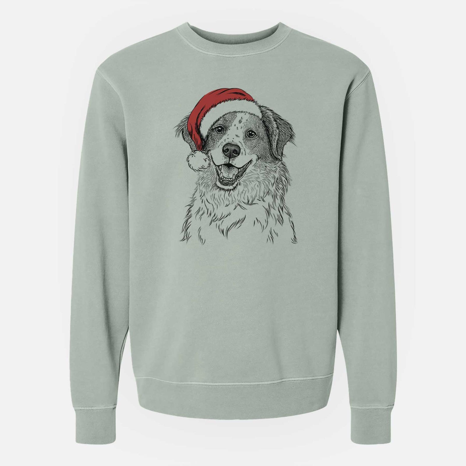 Santa Sophie the Brittany Beagle Mix - Unisex Pigment Dyed Crew Sweatshirt