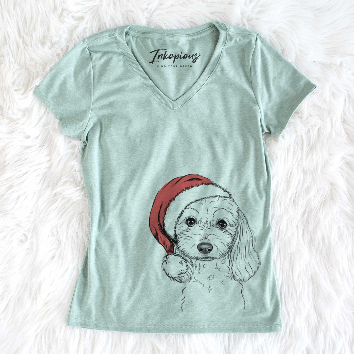 Santa Sophie the Coton de Tulear - Women's V-neck Shirt