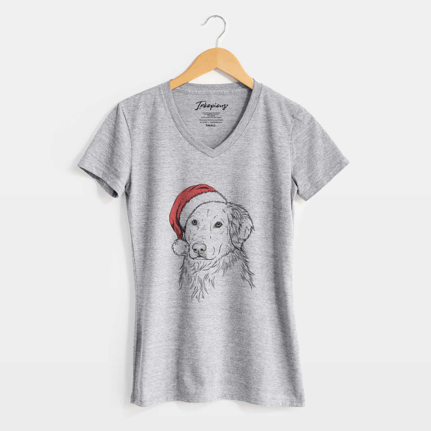 Santa Spencer the Golden Retriever - Women's V-neck Shirt