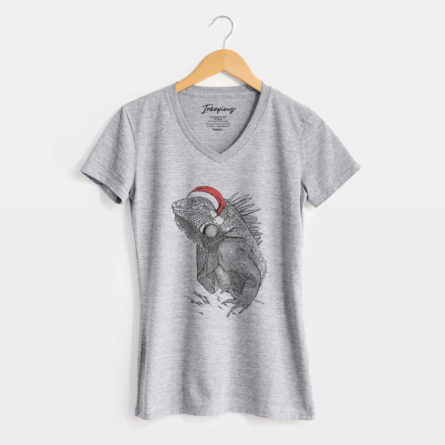 Santa Spike the Iguana - Women's V-neck Shirt
