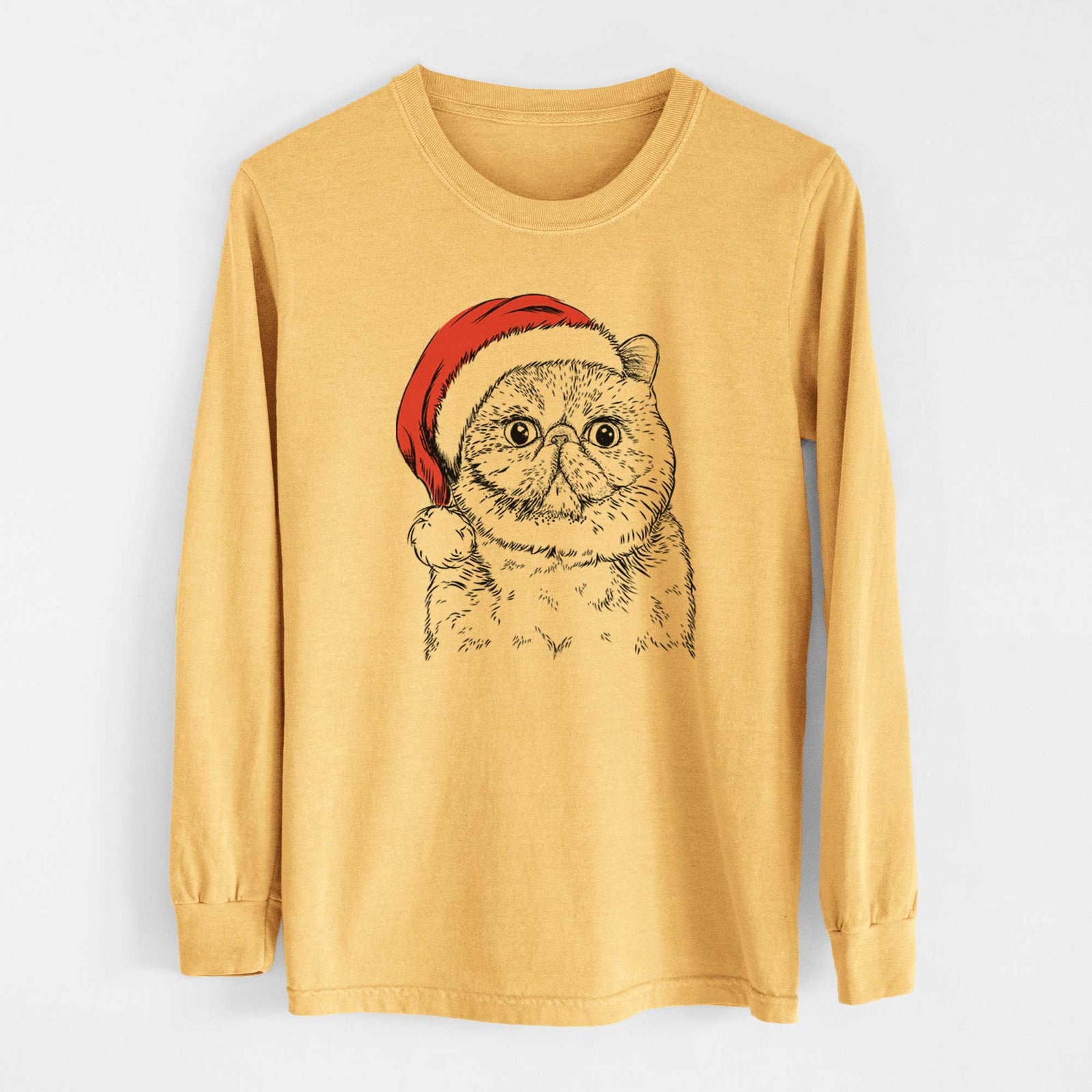 Santa Squish the Exotic Shorthair Cat - Heavyweight 100% Cotton Long Sleeve