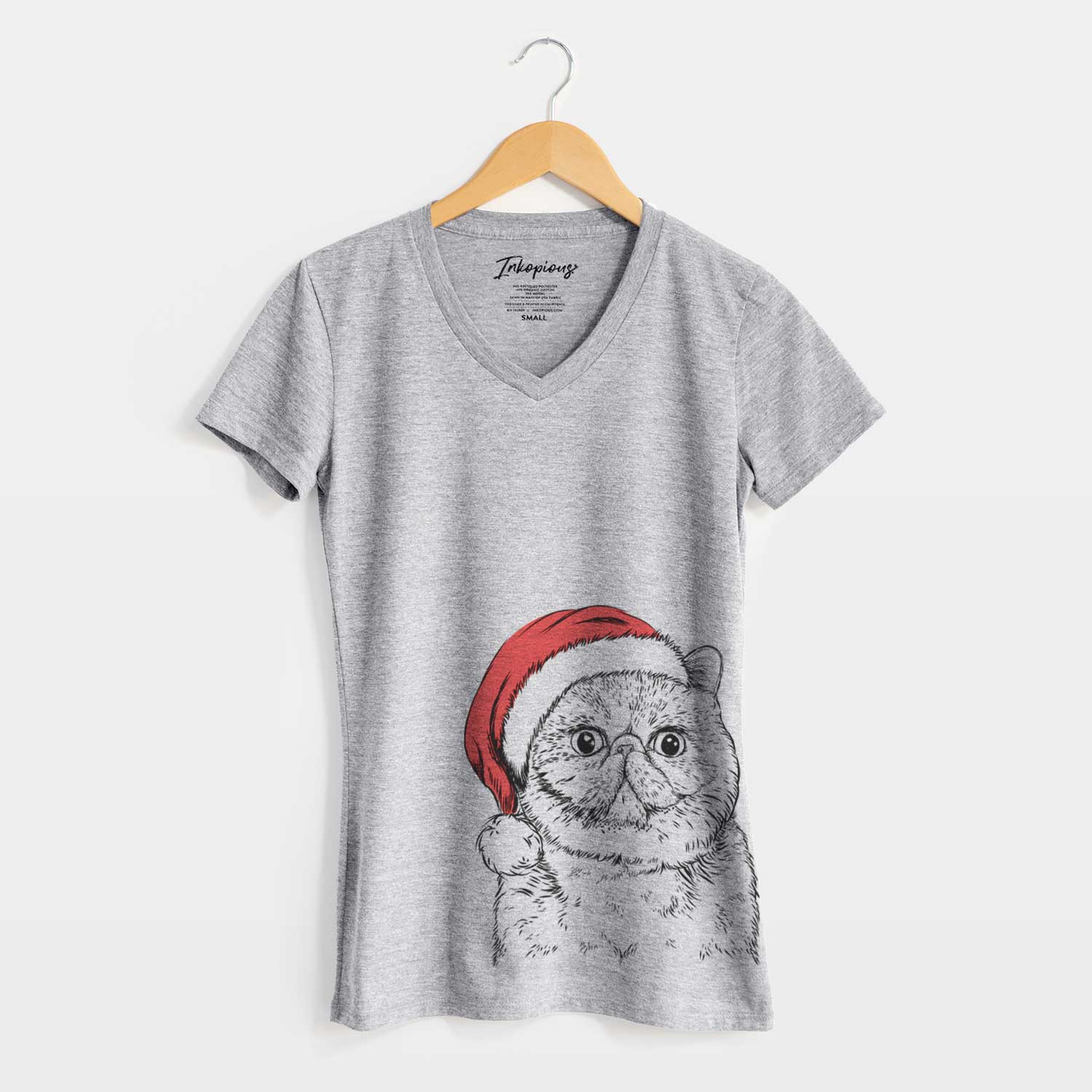Santa Squish the Exotic Shorthair Cat - Women's V-neck Shirt