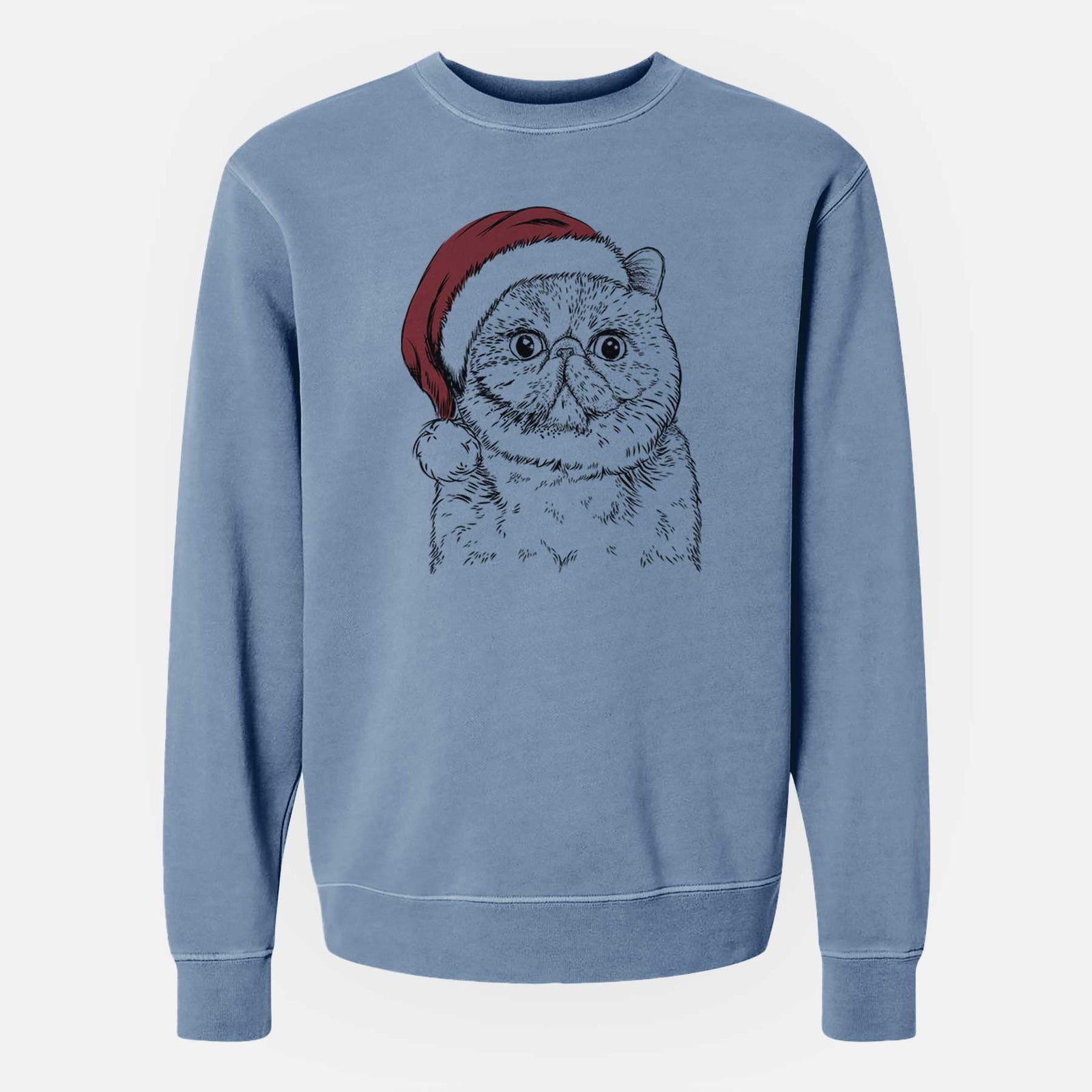 Santa Squish the Exotic Shorthair Cat - Unisex Pigment Dyed Crew Sweatshirt
