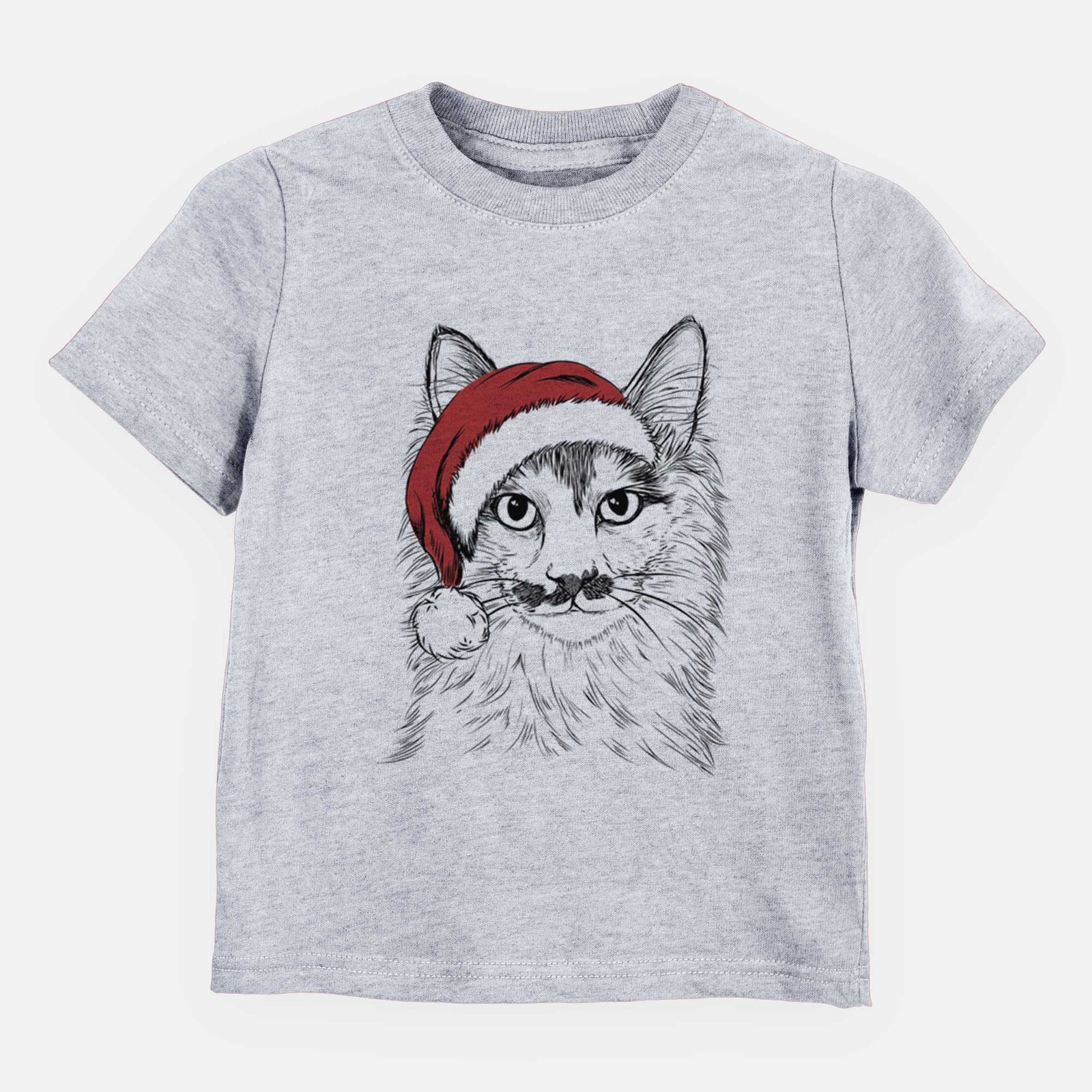 Santa Stache the Longhaired Mustard Cat - Kids/Youth/Toddler Shirt