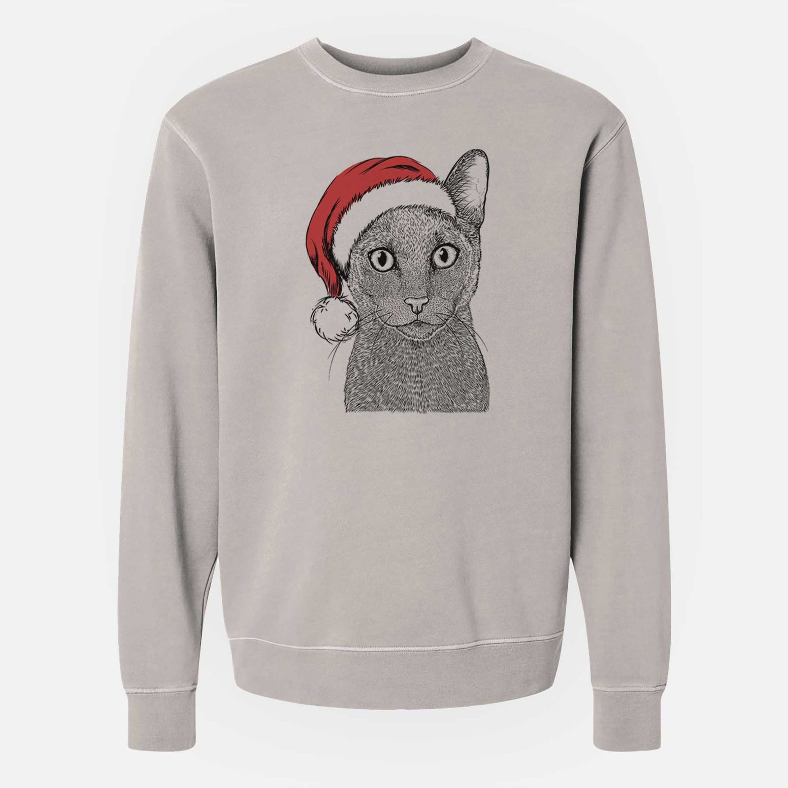 Santa Stanley the Russian Blue Cat - Unisex Pigment Dyed Crew Sweatshirt