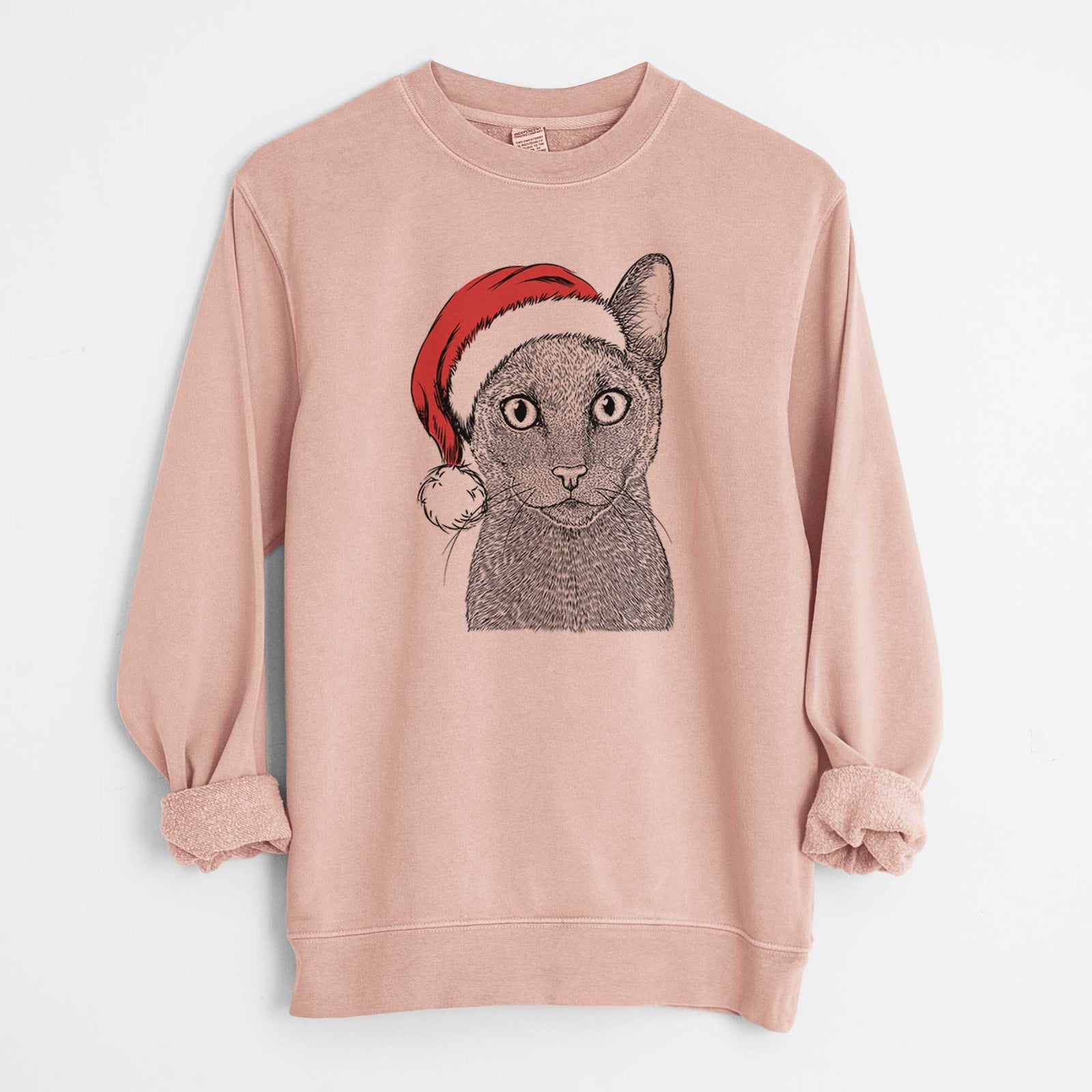 Santa Stanley the Russian Blue Cat - Unisex Pigment Dyed Crew Sweatshirt