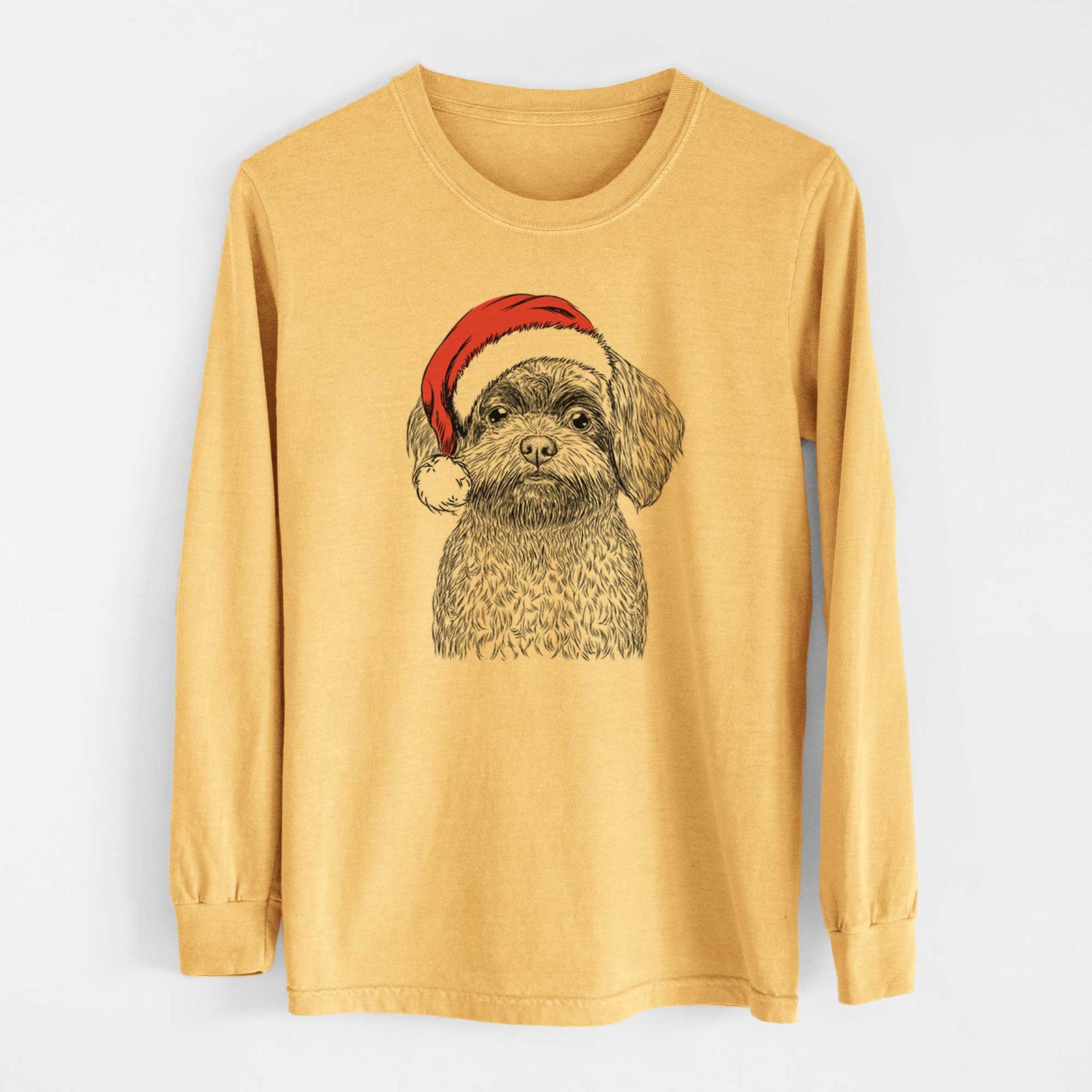 Santa Stella the Shih Tzu Mix - Heavyweight 100% Cotton Long Sleeve