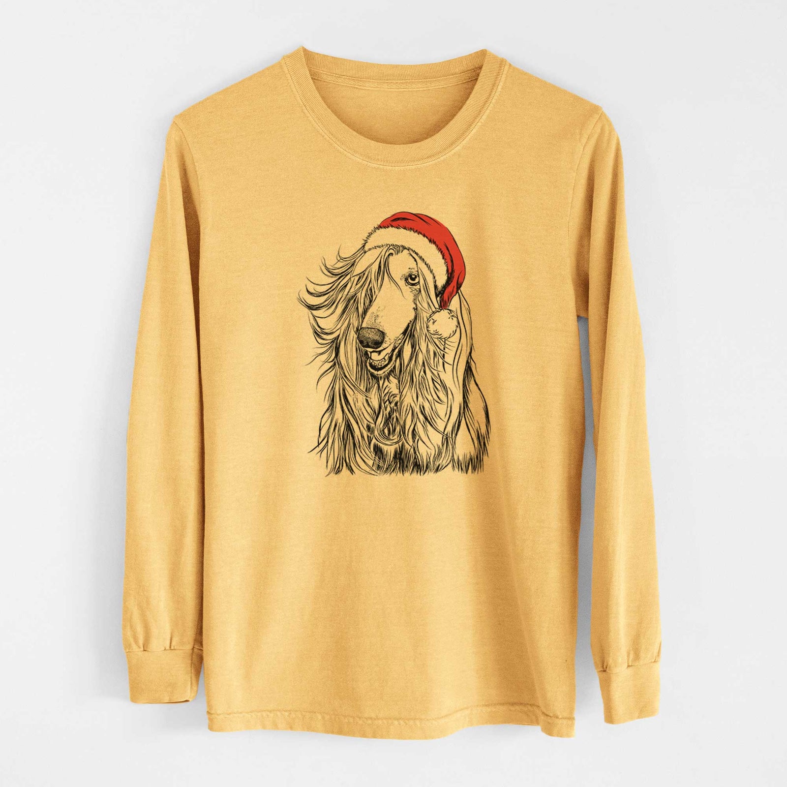 Santa Sterling the Afghan Hound - Heavyweight 100% Cotton Long Sleeve