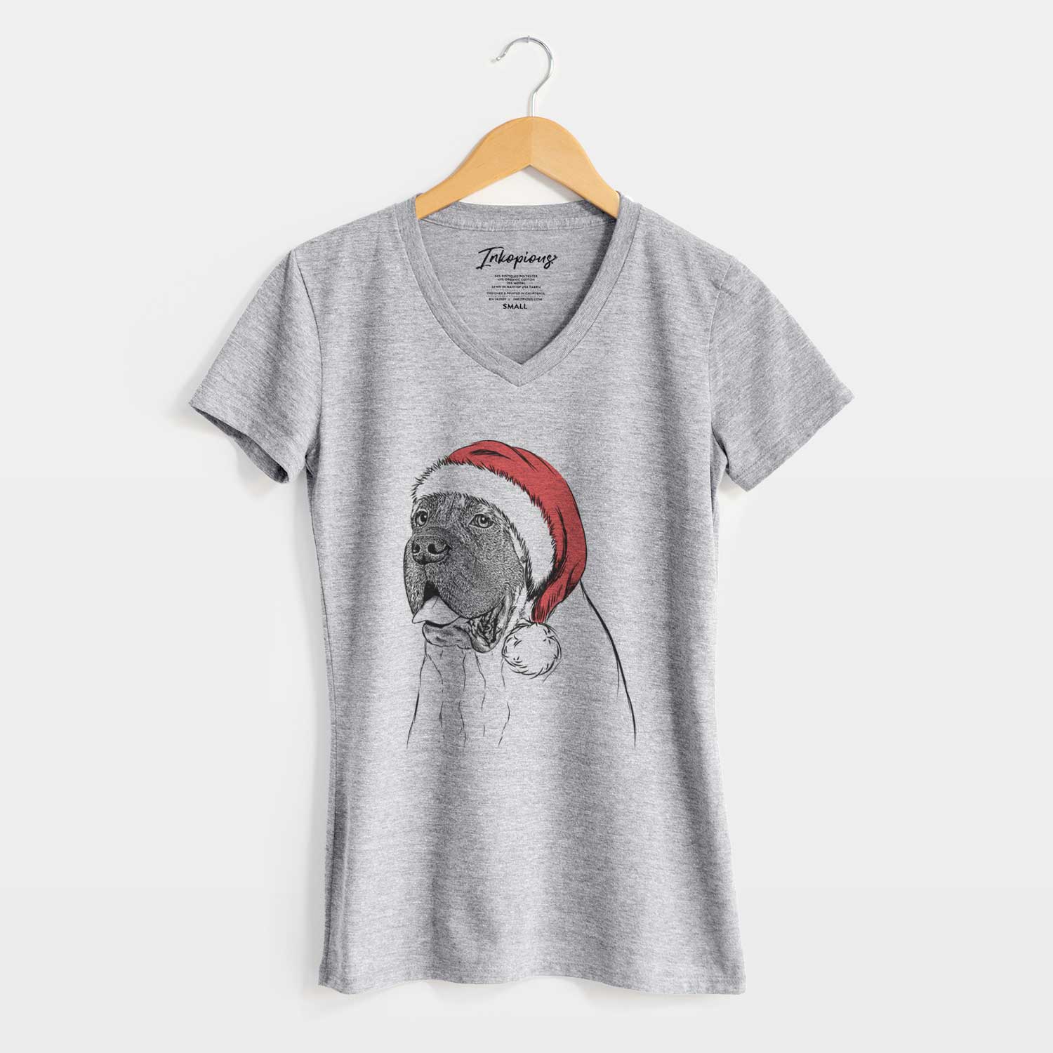 Santa Sterling the English Mastiff - Women's V-neck Shirt