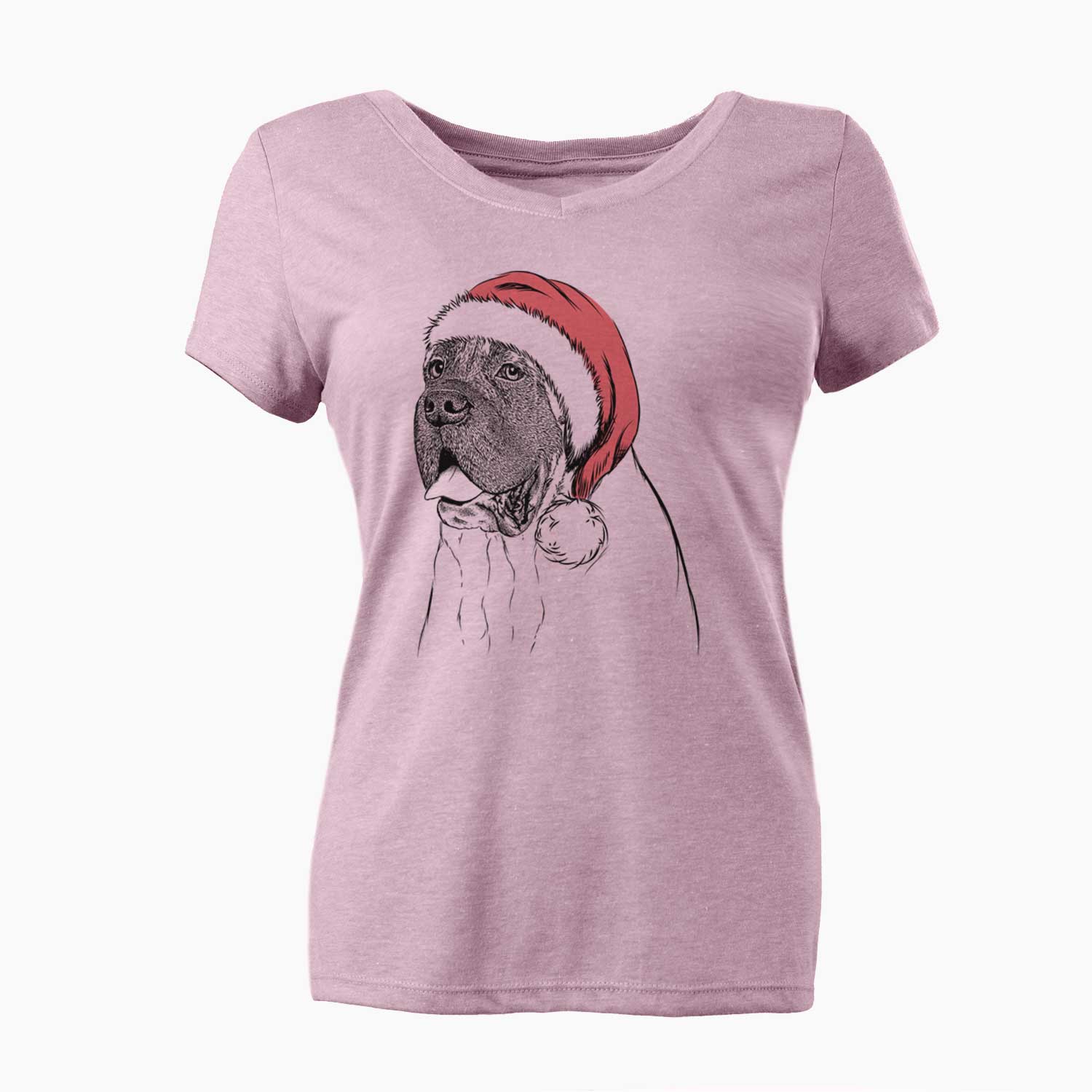 Santa Sterling the English Mastiff - Women's V-neck Shirt